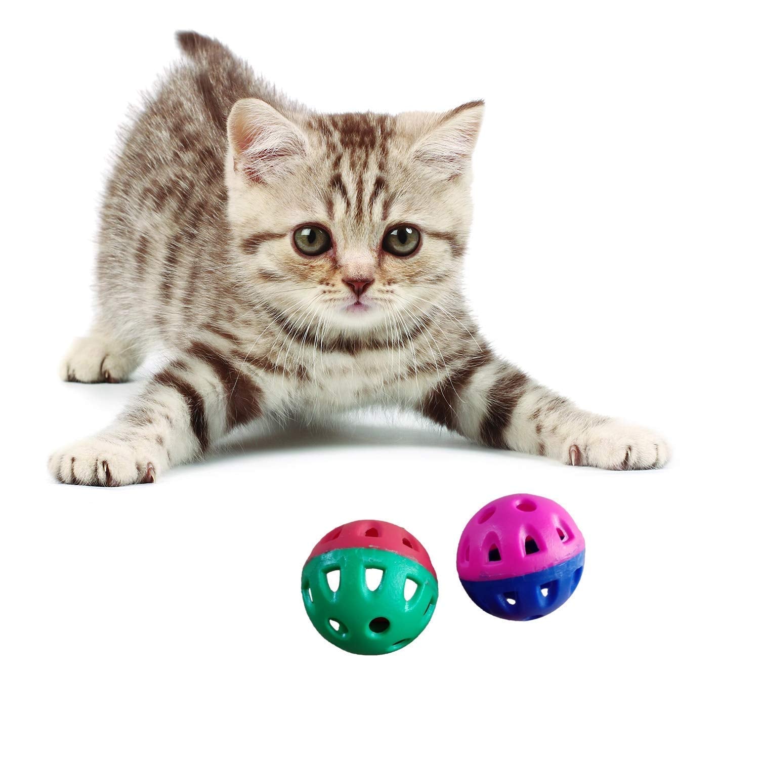 Kittupet Kitten Interactive Toy Ball With Bell Pet Teaser (Set Of 2) | 1.5 Inch Small Cat Play Balls | Lightweight Rolling Toys 