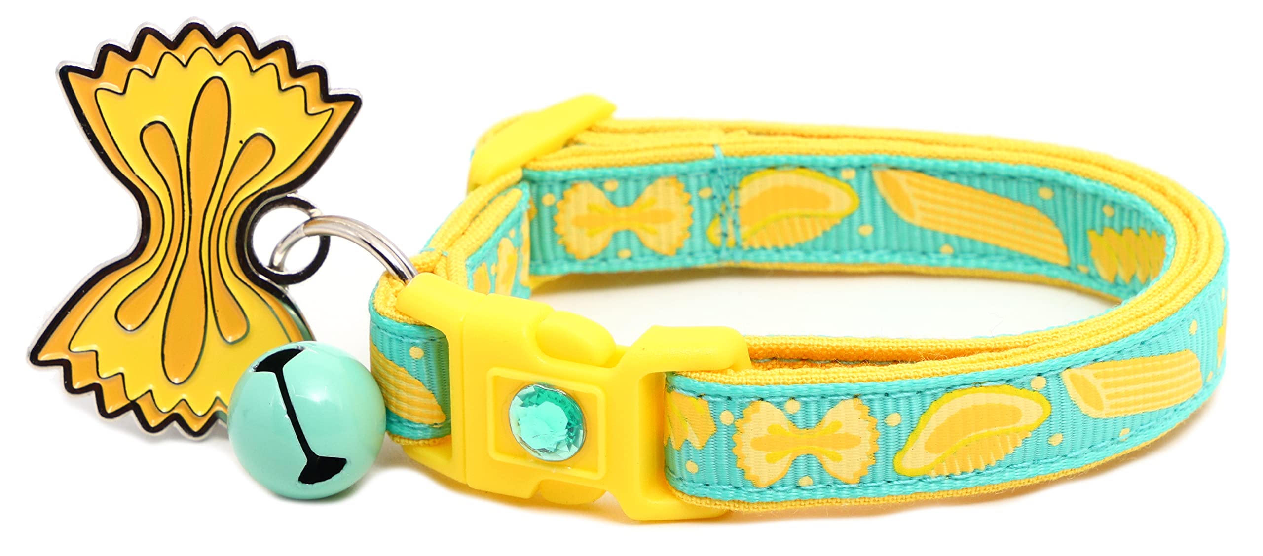 Noodle Cat Collar - Safety - Breakaway - Charm And Bell - Pugs2Persians (Small(10 Lbs & Less), Aqua)
