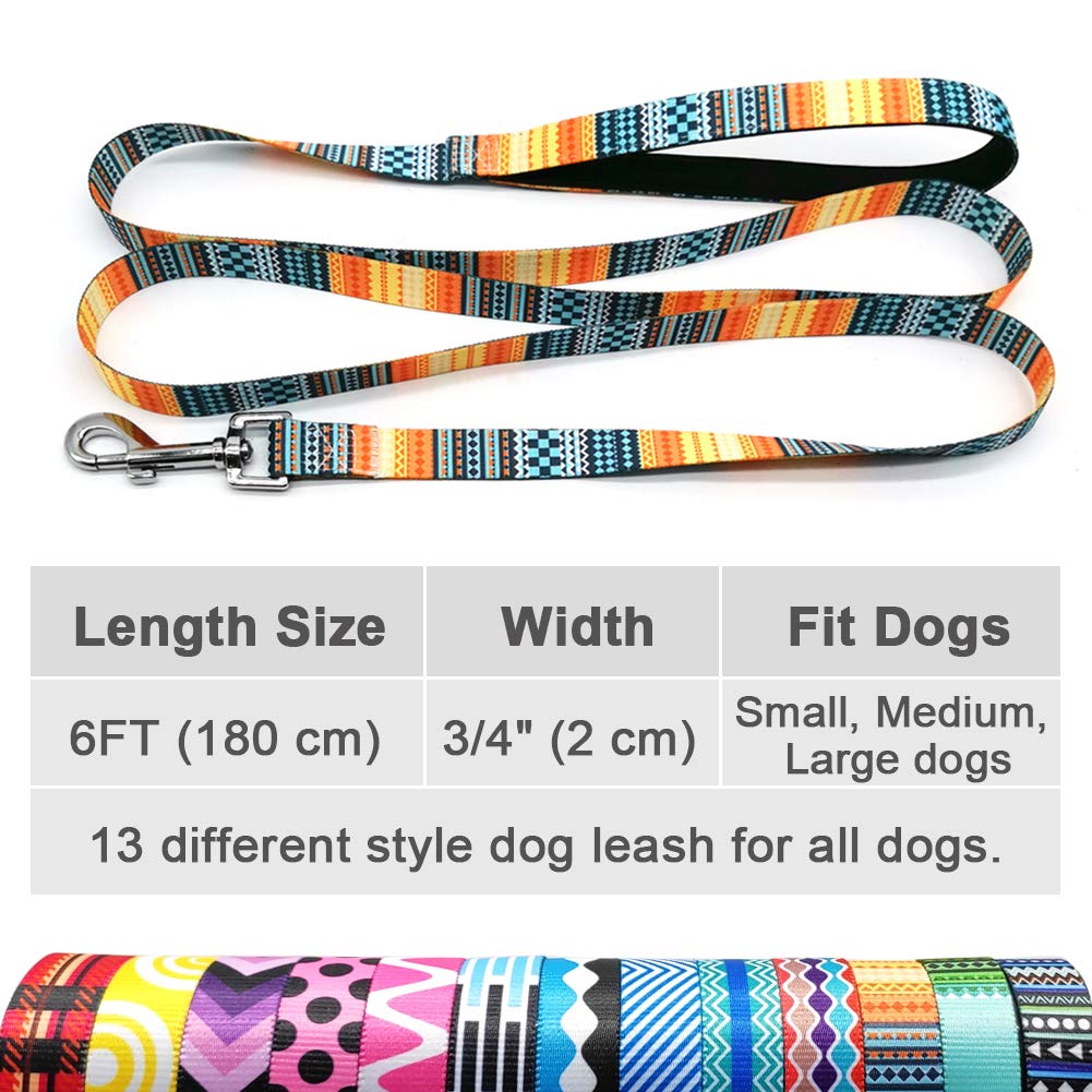 Maypaw Printing Floral Pattern Dog Leash, 6Ft Strong Nylon Dog Lead Colorful Pet Leash For Small Medium Dogs Walking Playing