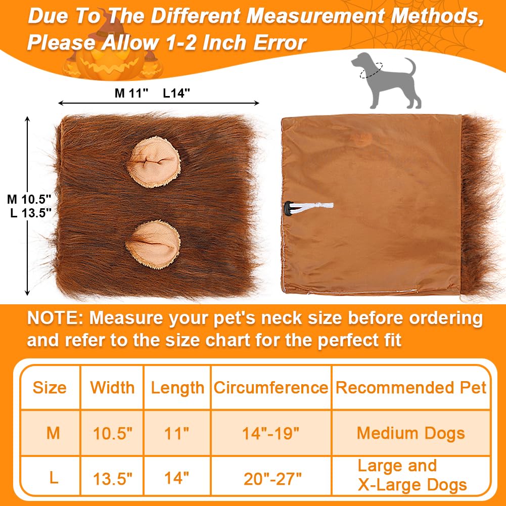 Vivifying Lion Mane For Dog, Adjustable Halloween Lion Costume Wig With Ears For Medium Dogs, Realistic & Funny Accessory Perfect For Parties And Photoshoots (Medium, Brown&Black)
