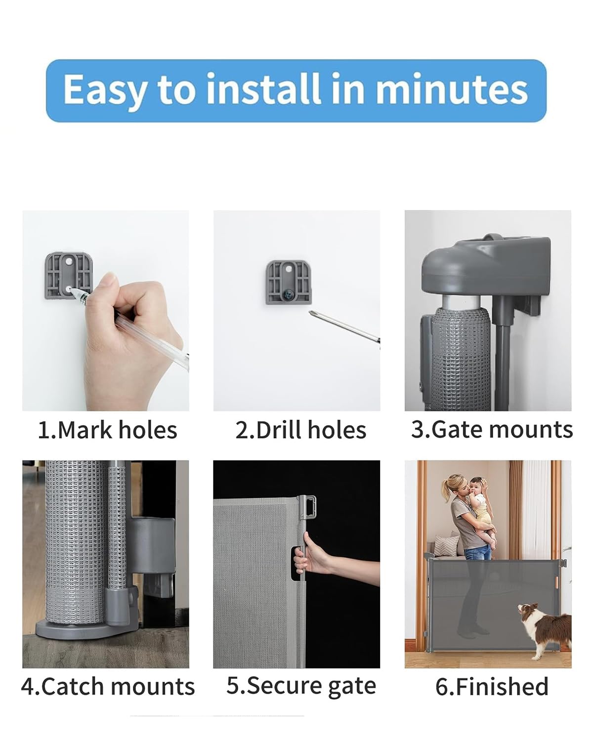 Veraste Retractable Baby Gate,Mesh Baby Gate Or Mesh Dog Gate,33' Tall,Extends Up To 71' Wide,Child Safety Gate For Doorways,Stairs,Hallways,Indoor/Outdoor(Grey,33'X71')