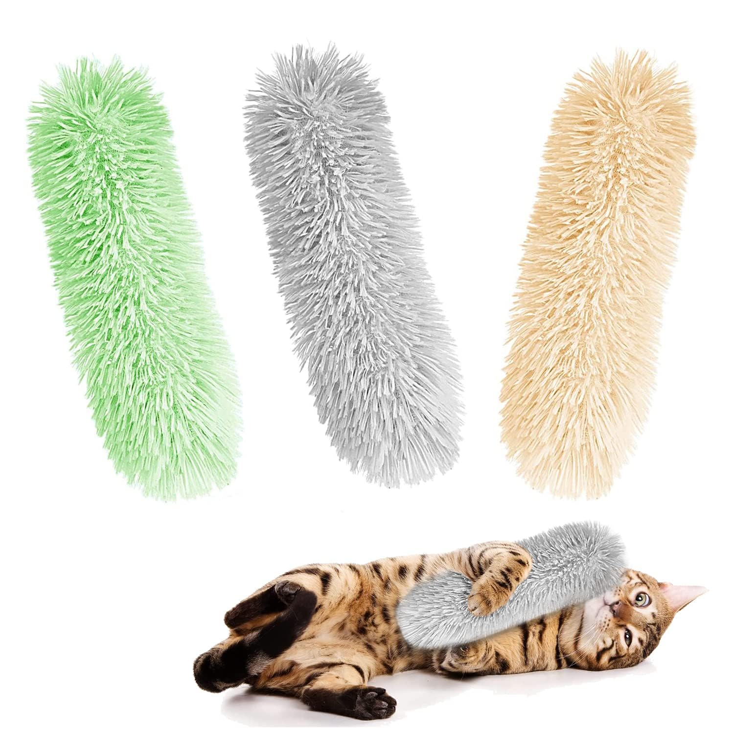 Pmeixcy 3Pcs Catnip Toys For Cats,Soft Plush Cat Toys With Catnip, Cat Toys, Colorful Striped Plush Cats Pillows  Catnip Infuse