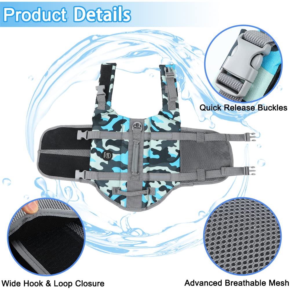 Emust Dog Life Preserver - Flotation Vest For Swimming, Beach & Boating - High Buoyancy - Small/Medium/Large Dogs - M - New Blue