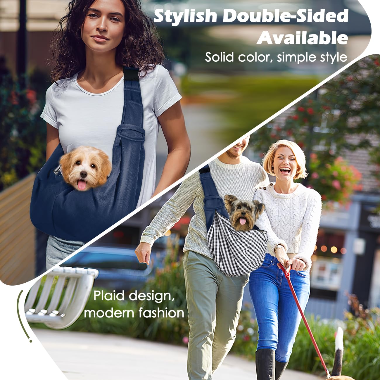 Pawaboo Small Dog Sling Carrier, Reversible Hands Free Dog Sling Carrier For Small Dogs Cats, Puppy Sling Carrier With Adjustabl