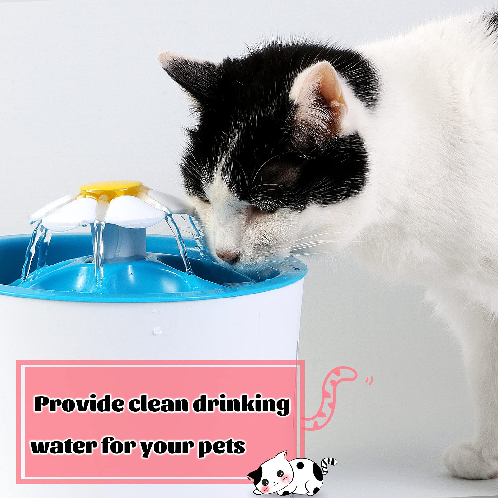 8 Pieces Pet Fountain Filter Pet Water Round Filter Foam For Cat Drink Fountain Cat Water Sponge Filter Cat Fountain Filter Sponge Replacement For 2.5 L/84 Oz 2.2 L/ 74 Oz Stainless Steel Cat Fountain