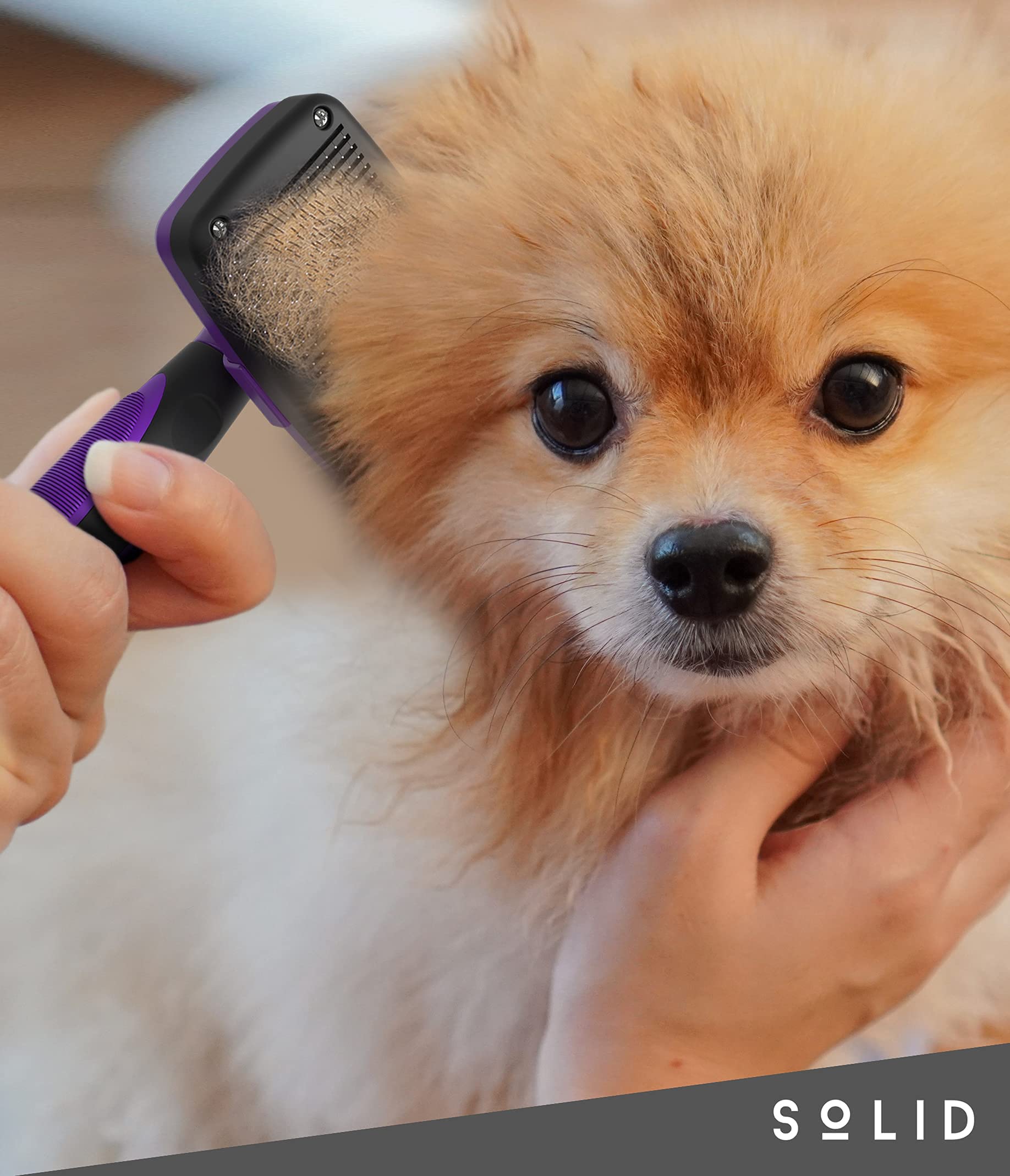Pet Slicker Brush - Dog & Cat Brush For Shedding & Grooming - Dematting & Detangling Self-Cleaning Brushes For Dogs, Cats & Pets