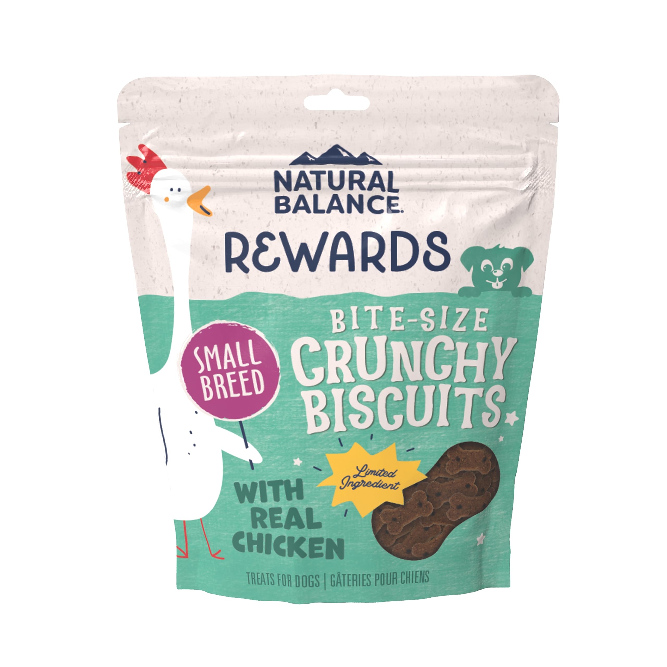 Natural Balance Limited Ingredient Rewards Crunchy Biscuits, Bite-Size Treats for Small-Breed Dogs, Made with Real Chicken, 8 Ou