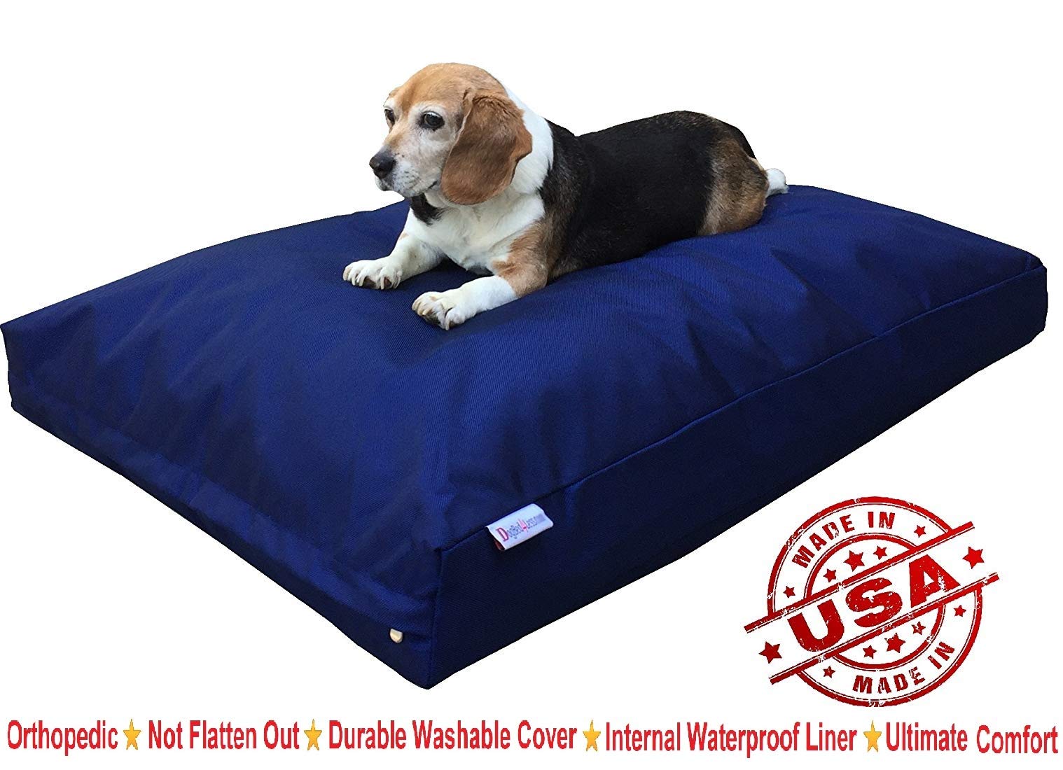 Dogbed4Less Medium Shredded Memory Foam Dog Bed Pillow With Waterproof Liner And Heavy Duty Nylon Cover 37X27 Inches, Blue