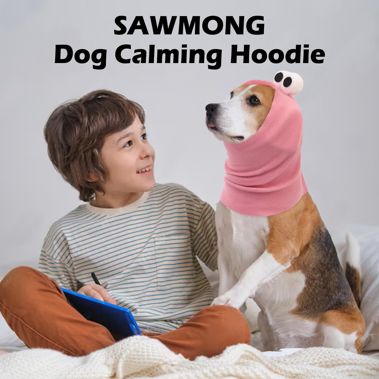 Sawmong Dog Calming Hoodie Ear Head Covers For Noise Fireworks,No Shake Ear Wraps For Anxiety Relief,Dog Ear Muffs Dog Hematoma