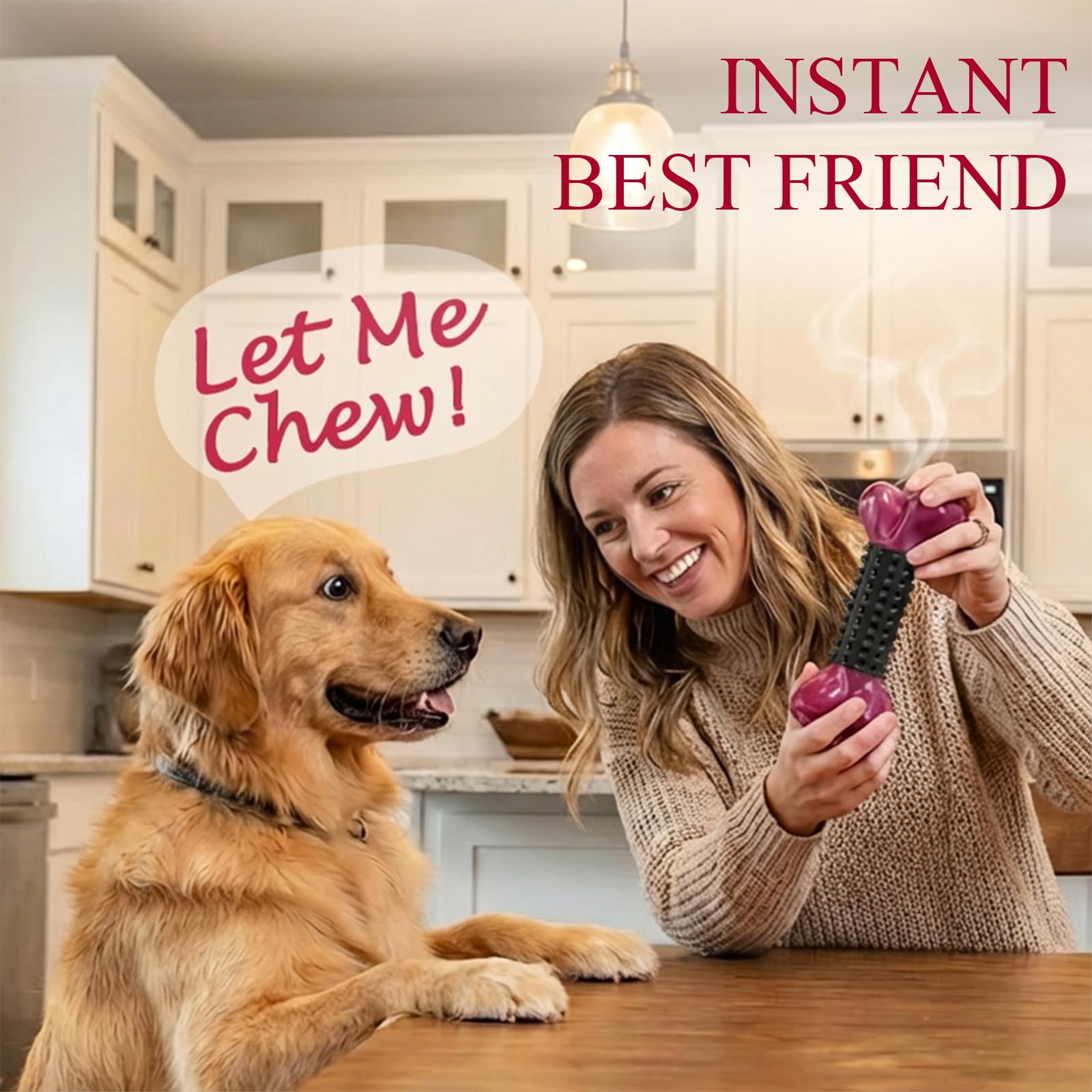 Apasiri Tough Dog Toys for Aggressive Chewers Large Breed, Dog Chew Bone with Bacon Flavor, Nylon & Rubber Chew Toy for Medium L