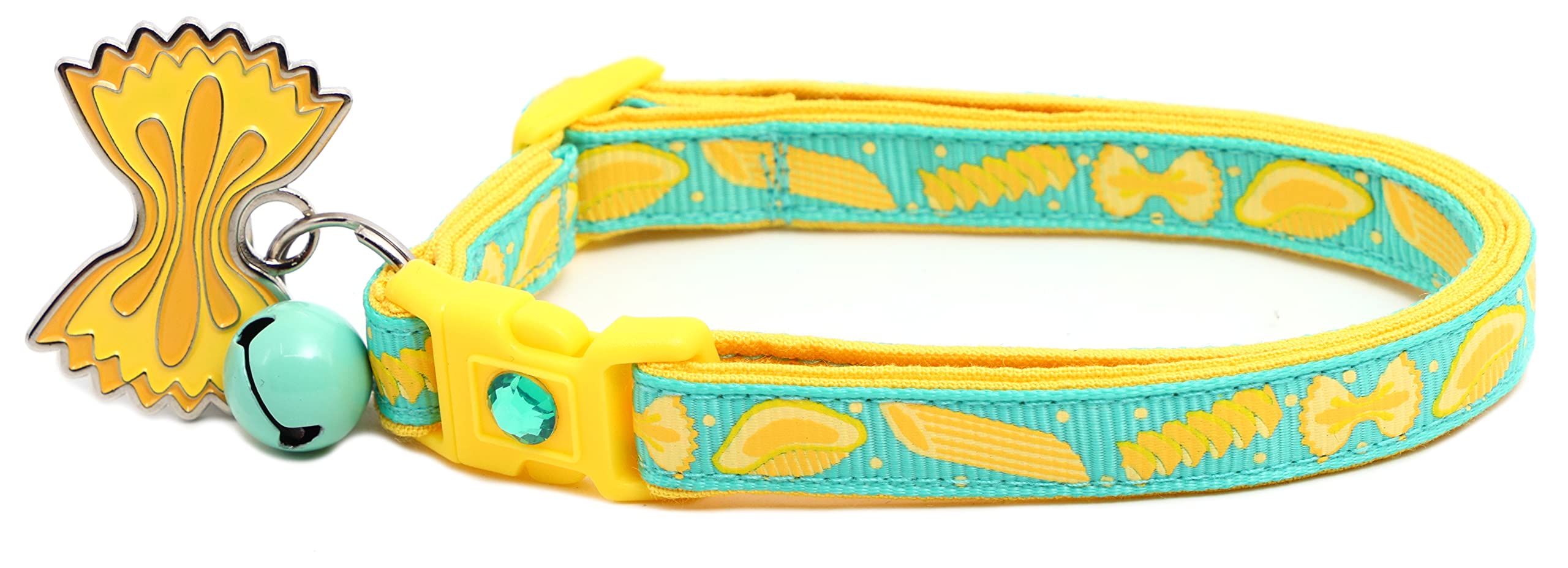 Noodle Cat Collar - Safety - Breakaway - Charm And Bell - Pugs2Persians (Large(10Lbs & Up), Aqua)