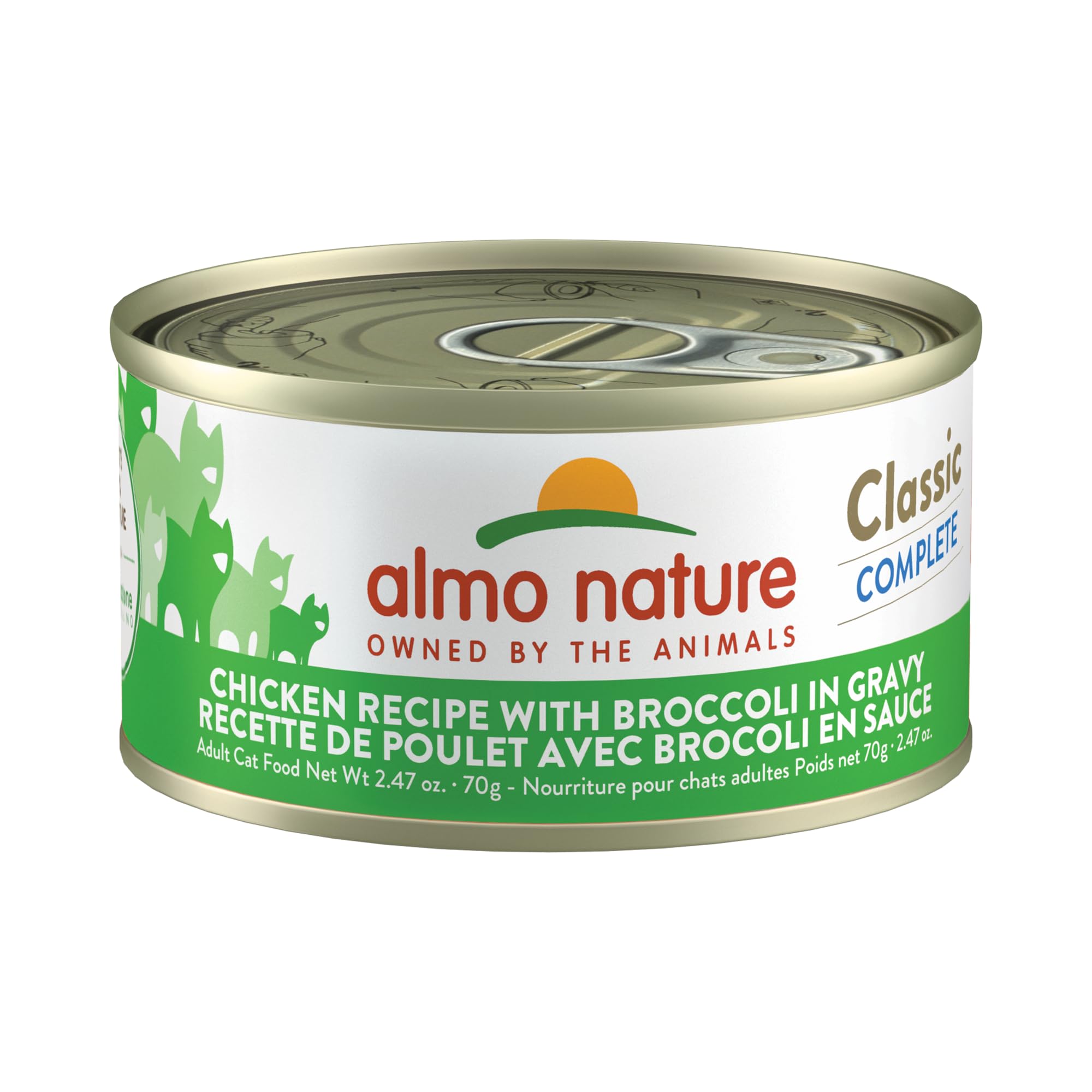 almo nature Classic Wet Cat Food, Chicken Recipe with Broccoli in Gravy, Grain Free, GMO Free, No Artificial Colors and Flavors,