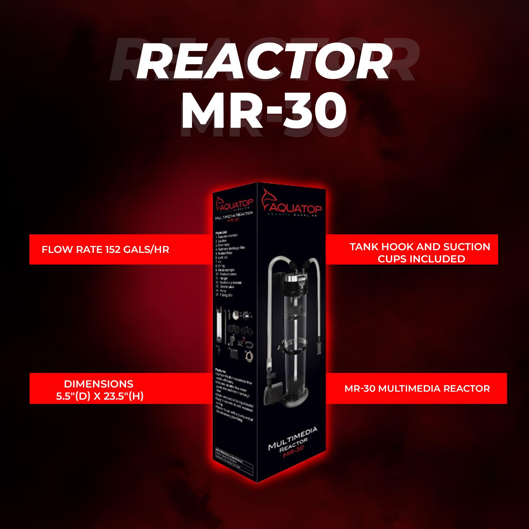 Aquatop Media Reactor - For 50-200 Gallon Tanks - Includes Adjustable Water Pump - Intake And Output Tubing Included - Versatile Reactor