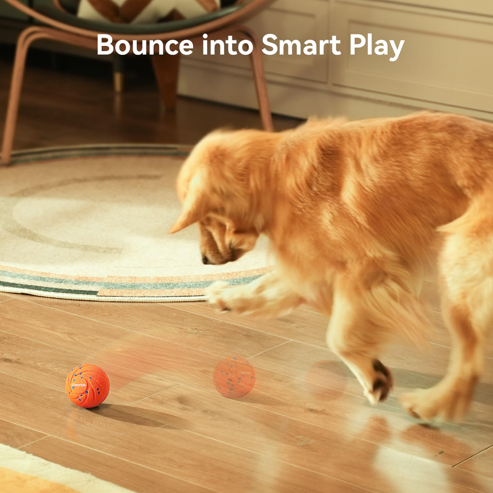 Cheerble Smart Interactive Dog Toy, Wicked Ball Air, Automatic Moving, Bouncing, Rotating, Ipx7 Waterproof Rating, Active Rollin