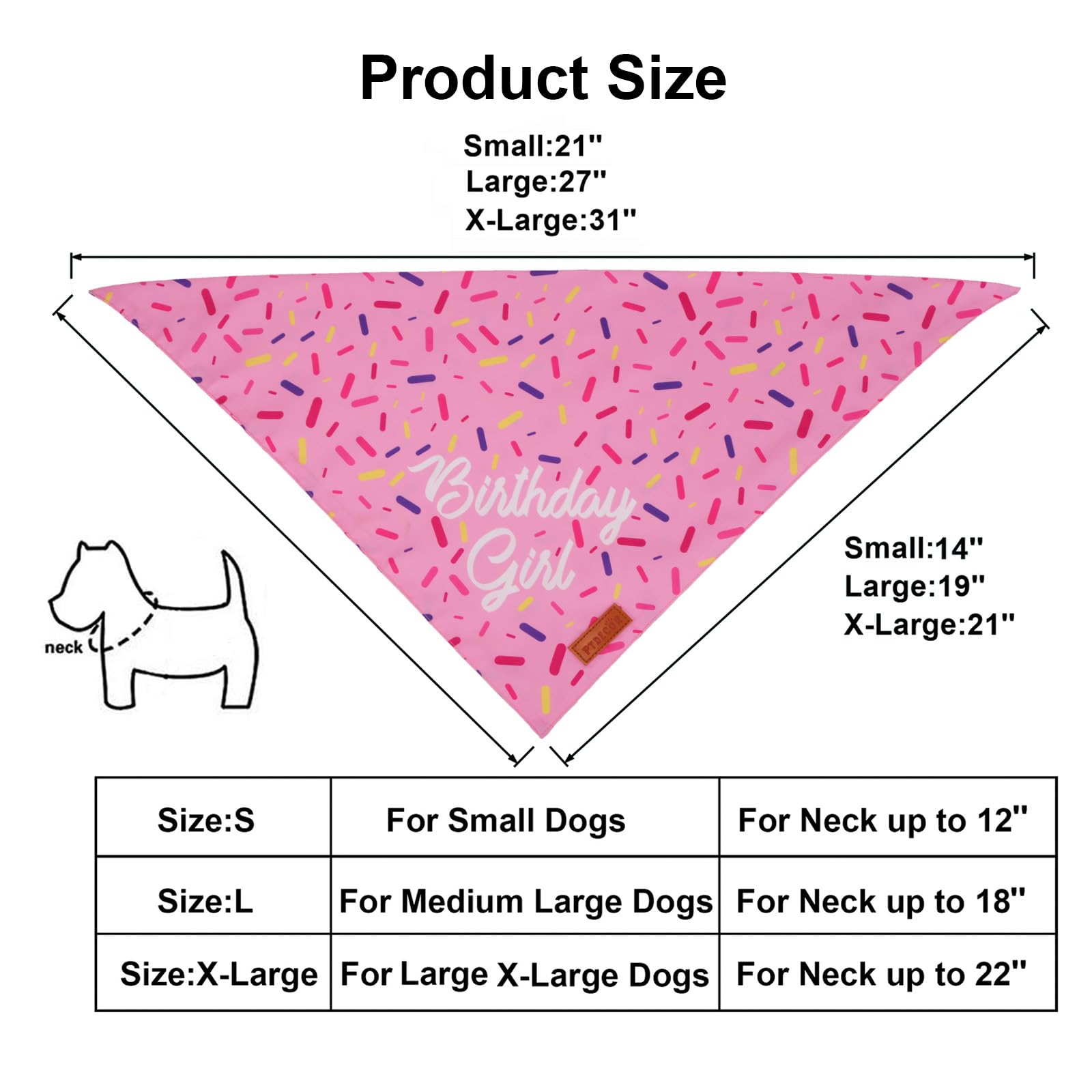 Ptdecor Dog Birthday Party Supplies, Multi Size Birthday Girl Bandana, Pink Crowns Hat Set For Large X-Large Pets (X-Large)