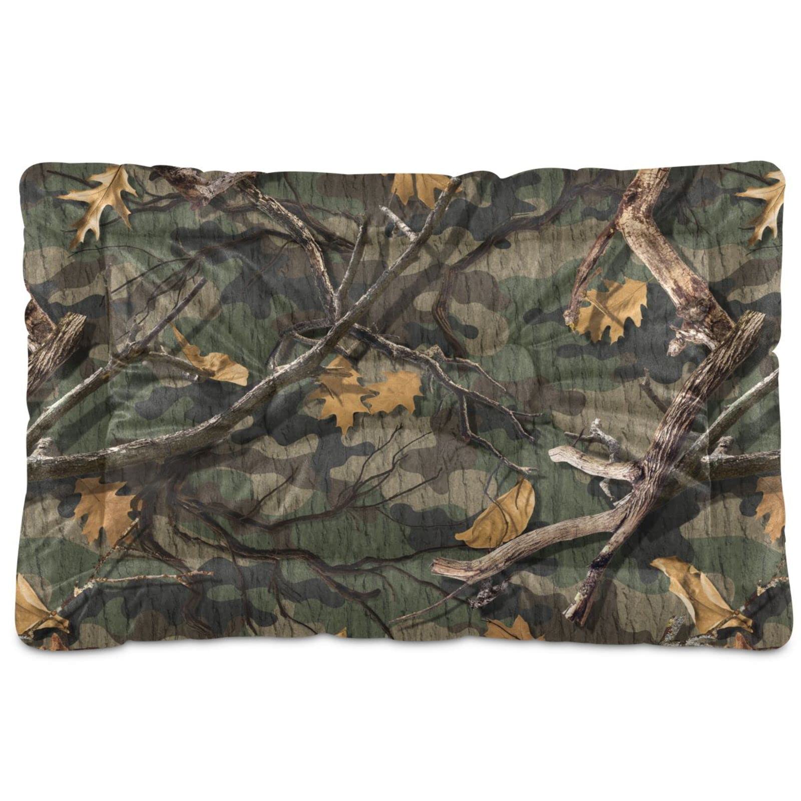 Emelivor Woods Camouflage Dog Cat Bed Washable Crate Pet Bed Anti-Slip Comfortable Breathable Crate Kennel Pad For Indoor Small 