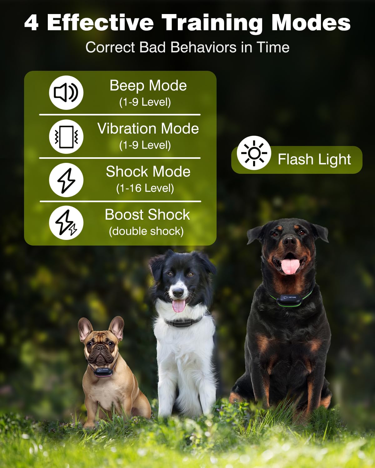 Dog Shock Collar for Small Medium Large Dogs - 3300FT IPX7 Waterproof Dog Training Collar with Remote, Rechargeable Electric Col