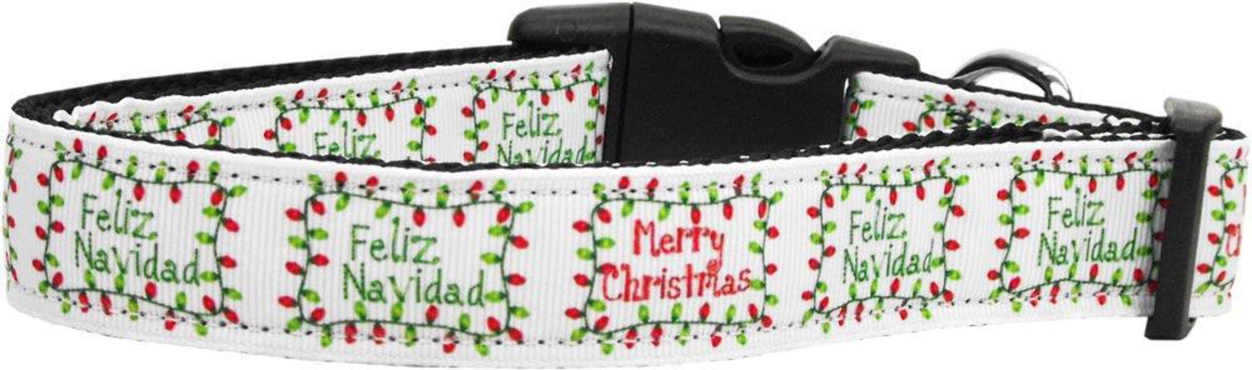 Christmas Pet Dog & Cat Nylon Collar or Leash, "Feliz Navidad" Cat Collar
