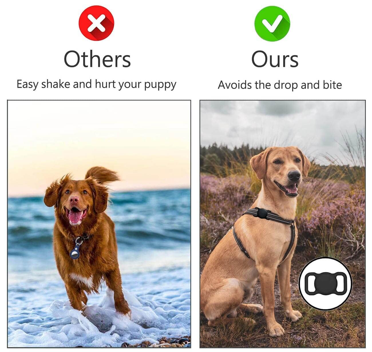 Airtag Dog Collar Holder [2 Pack] - Durable Apple Airtag Holder Secure Lock For Gps Tracking, Anti-Slip Waterproof Pet Collar Accessories (Black&White)