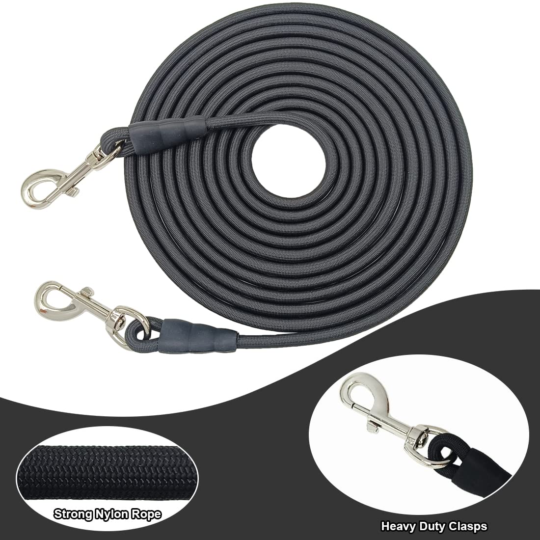 Sepxufore Dog Tie Out Rope Leash, 8-10-13-15-20-25-30-35-40-45-50Ft Dog Tether Heavy Duty Nylon Check Cord For Medium Large Dogs