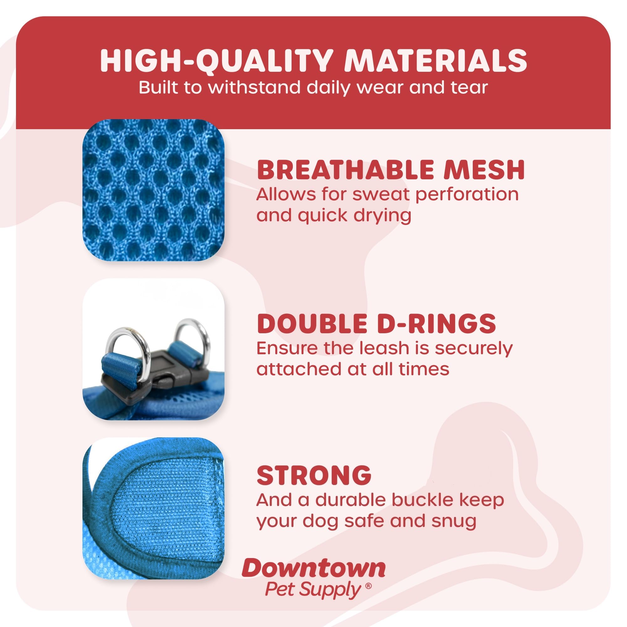 Downtown Pet Supply Step In Dog Harness No Pull, X-Large, Cobalt - Adjustable Harness With Padded Mesh Fabric And Reflective Tri