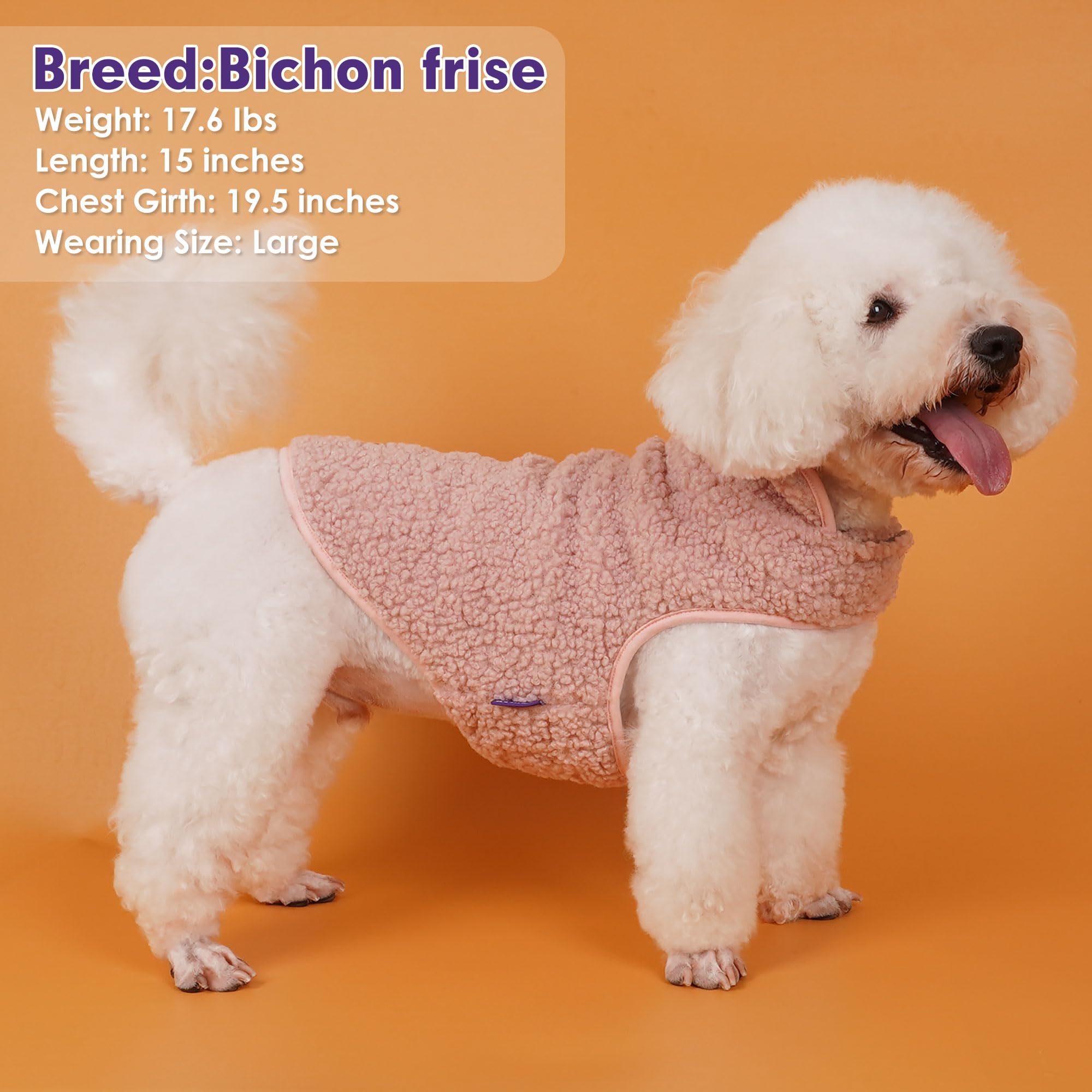 Cyeollo Reversible Dog Jacket - Winter Fleece Sweater & Sherpa Vest For Small Dogs & Cats, Blue L