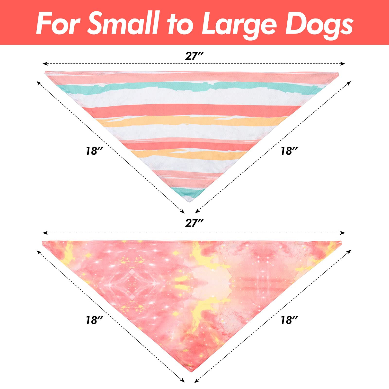 Cyeollo 2 Pack Dog Cooling Bandanas Pink Stripe Chill Out Pet Cooling Bandana Summer Breathable Doggie Scarf For Small Medium La