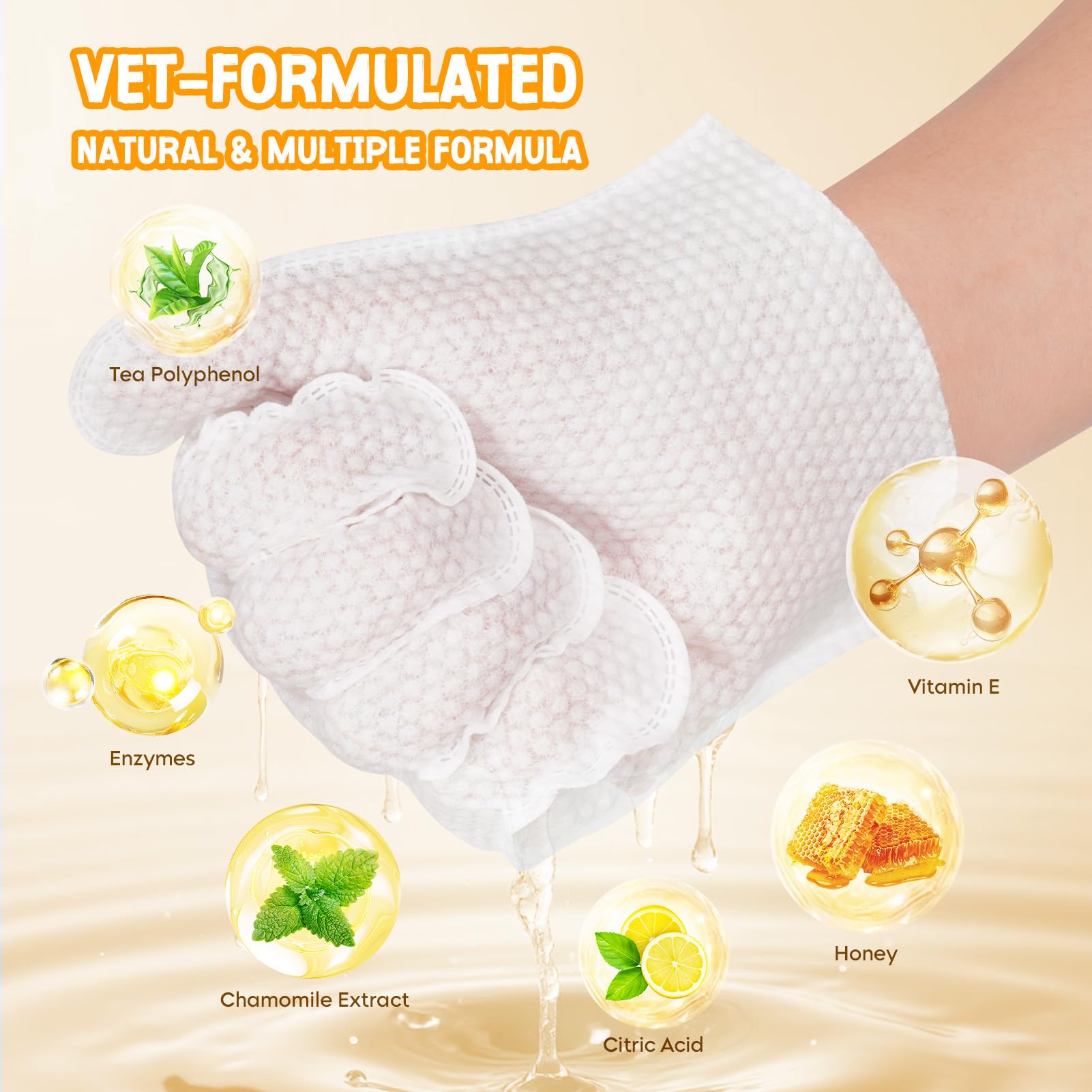 Neence Extra Thick Pet Glove Wipes For Dogs & Cats, Dog Washing Gloves Cleaning Deodorizing For Paws,Butt And Body, Cat Bathing