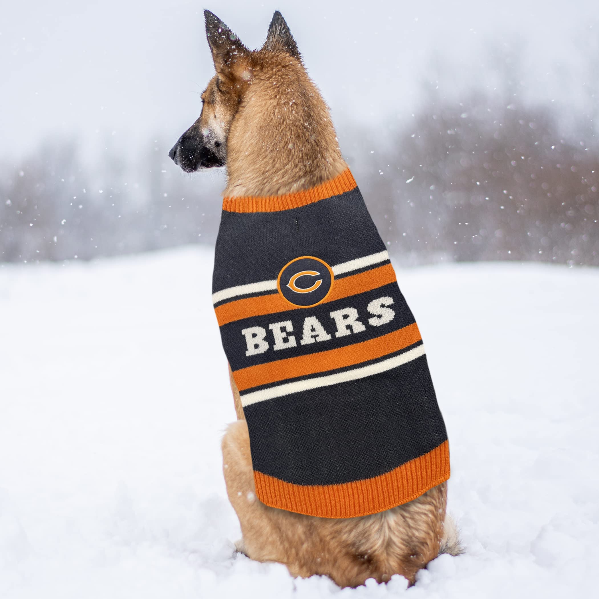 Pets First Nfl Chicago Bears Dog Sweater, Size Small. Warm And Cozy Knit Pet Sweater With Nfl Team Logo, Best Puppy Sweater For