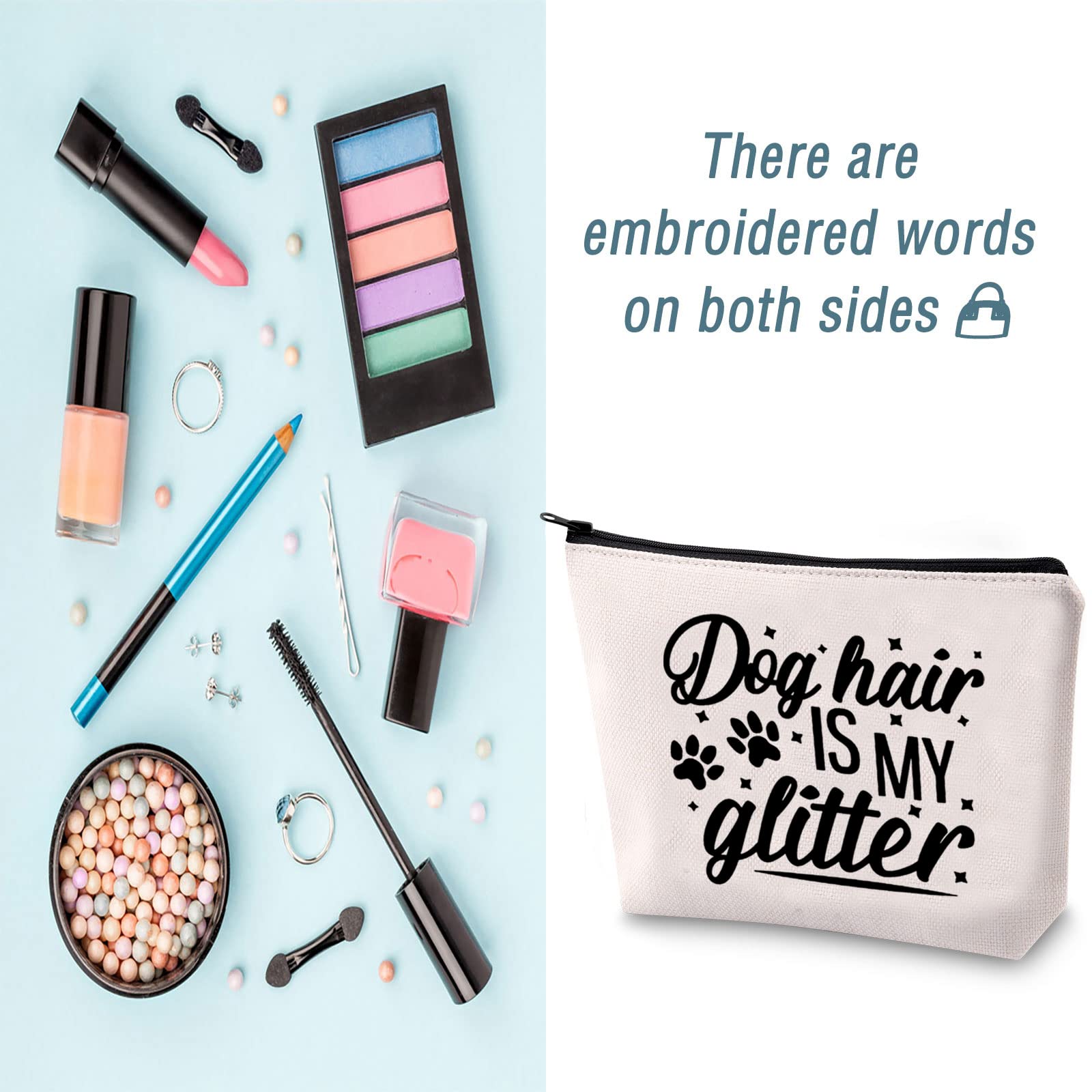Levlo Funny Pet Groomer Gift Pet Lovers Gift Dog Hair Is My Glitter Makeup Bags Cute Puppy Gifts (Dog Hair Is My Glitter)
