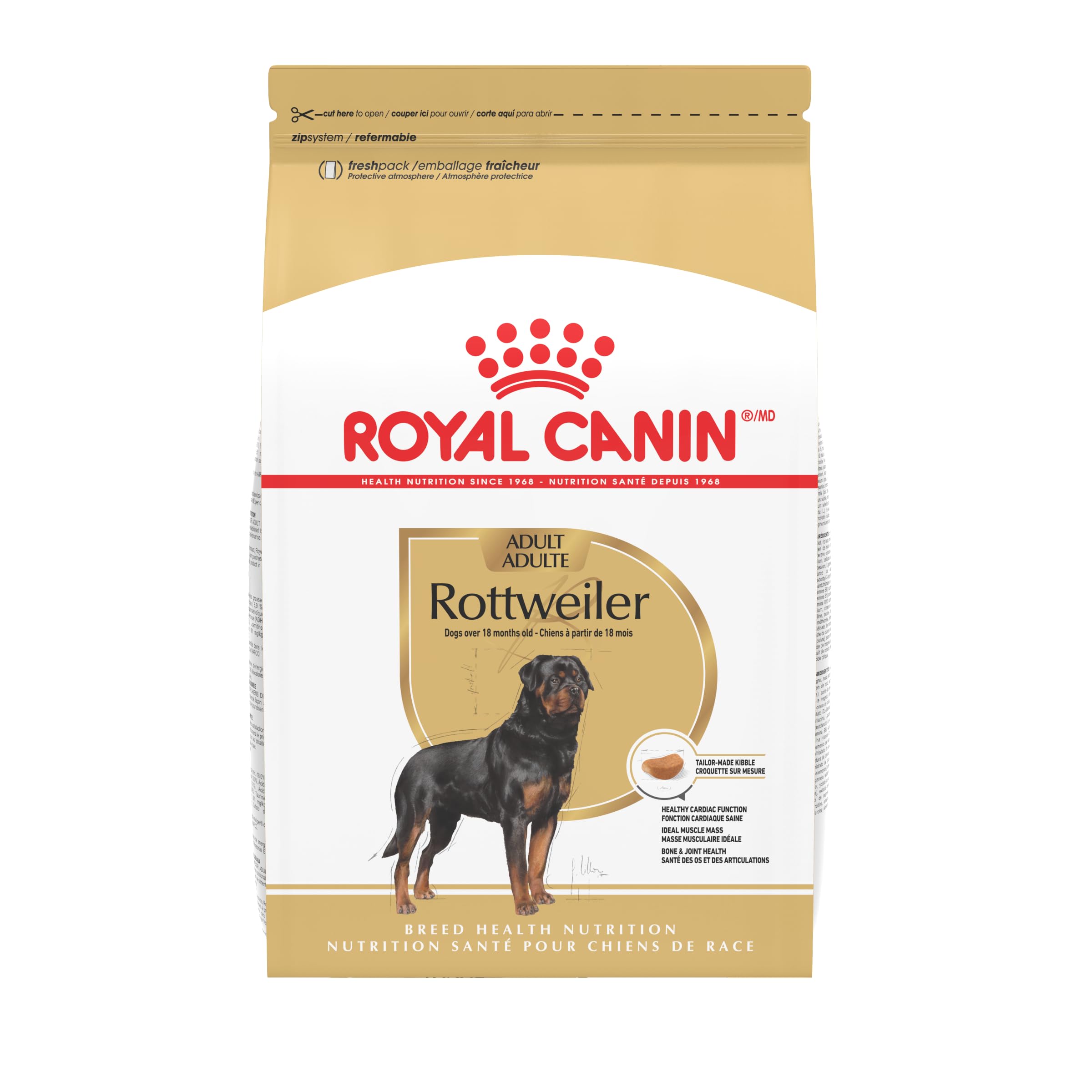 Royal Canin Rottweiler Adult Breed Specific Dry Dog Food, 30 lb bag