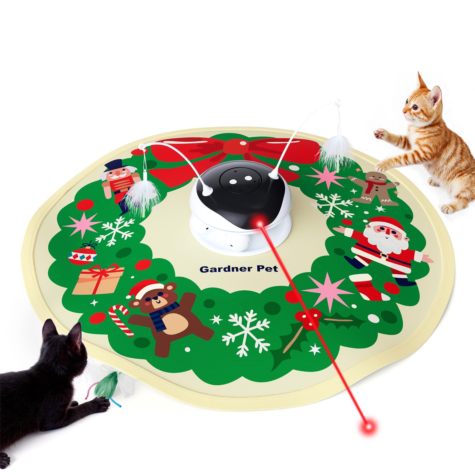 Gardner Pet Interactive 5in1 Cat Toys Chargeable,Moving Feather,Laser Pointer,Track Ball,Hide and Seek,Real Bird Sing,Touch/Soun