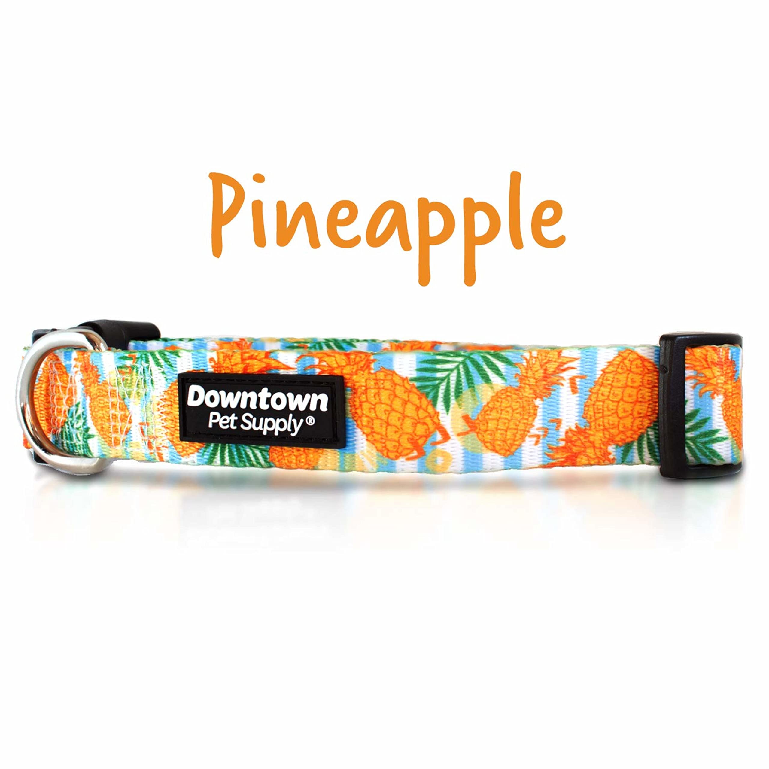 Downtown Pet Supply - Best & Fancy Dog Collar - Lightweight Adjustable With Quick Buckle & D-Ring - Hand Wash Safe - Pineapple -