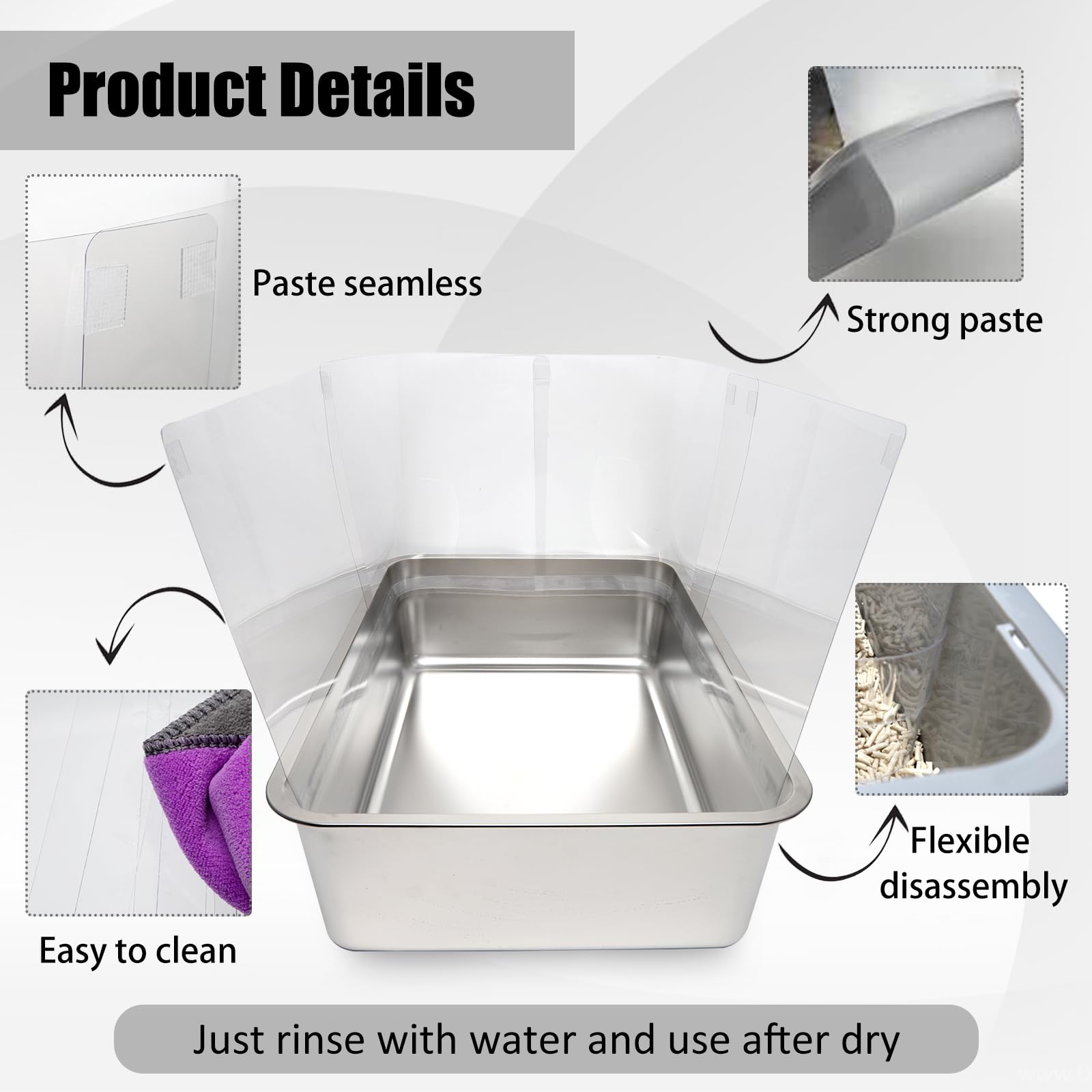 Yoiles 12Pcs Cat Litter Box Pee Shields,Transparent Easy Clean Splash Guard For Open Top Litter Pan 14.5  11.5In- Litter Box Not