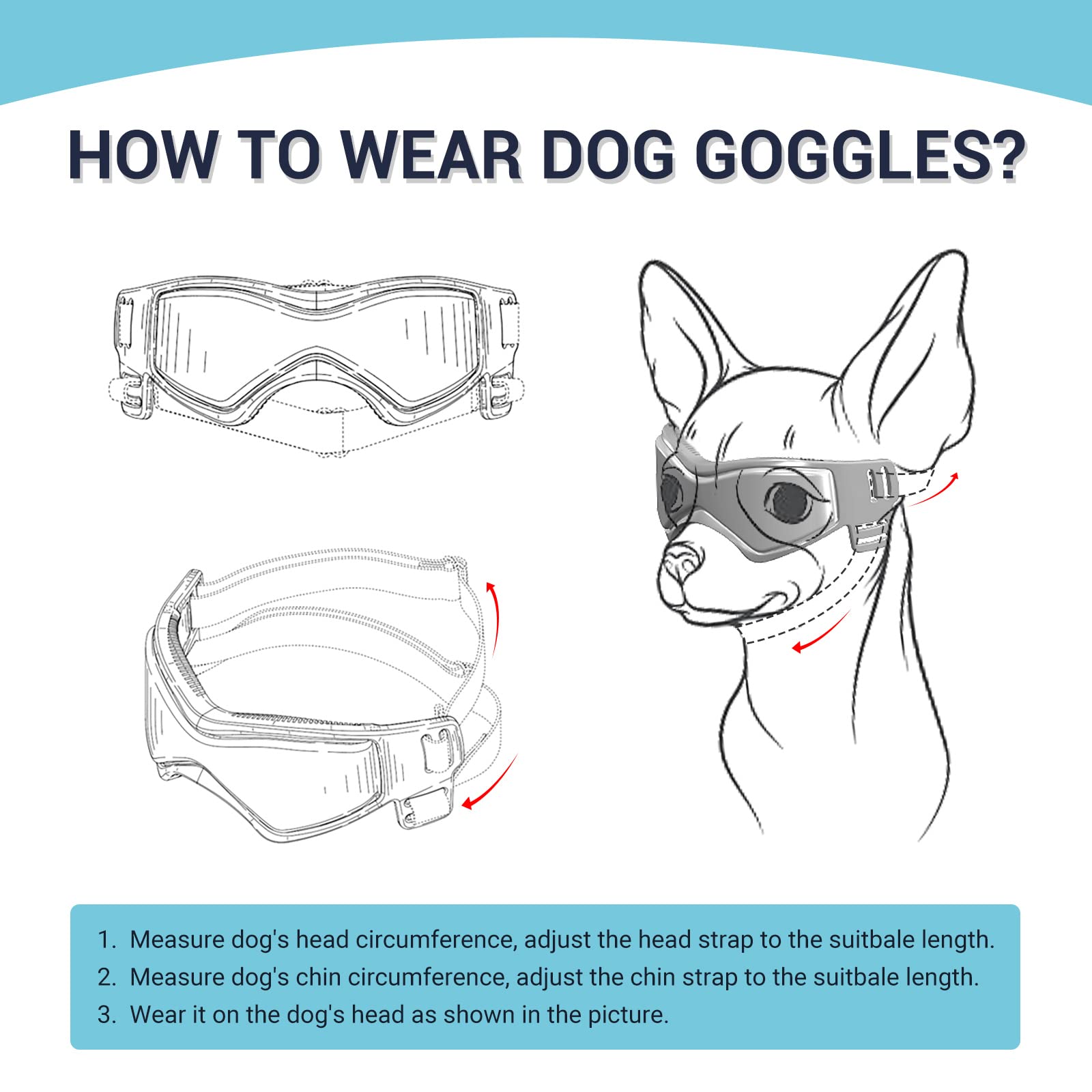 Dog Goggles Medium Breed, Dog Sunglasses Small Breed Dog Eye Sun Light Protection, Uv Protection Goggles For Dog With Adjustable