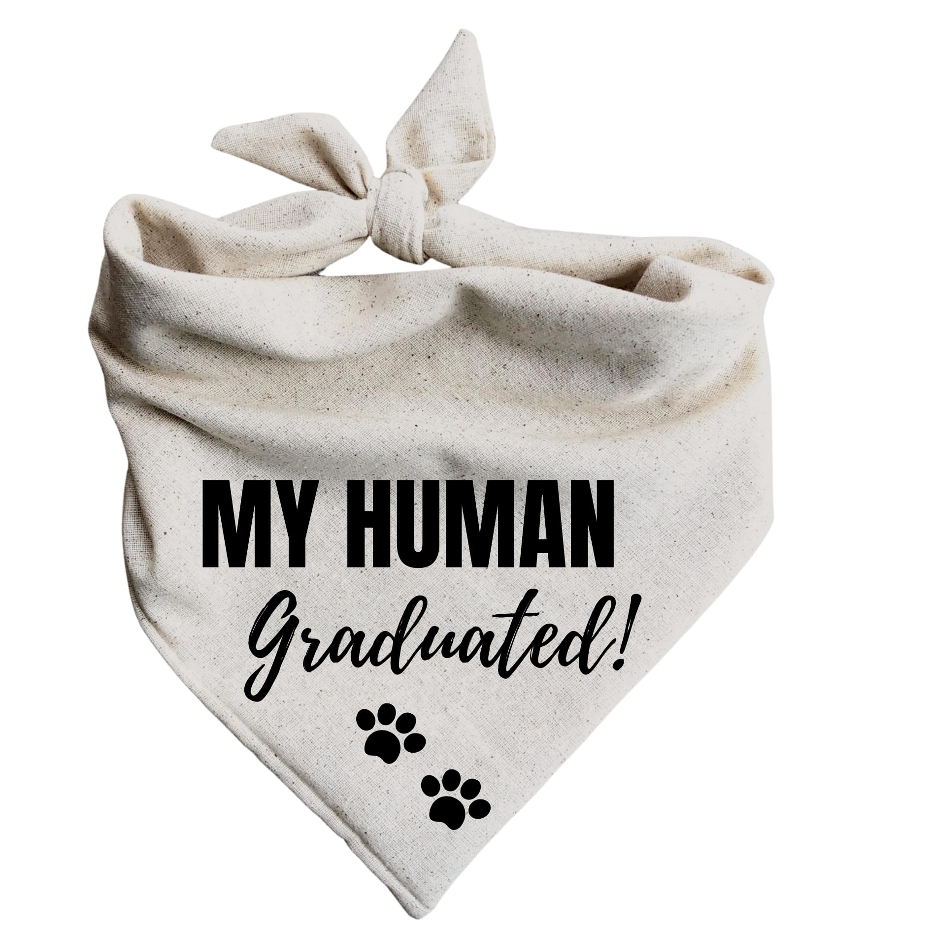 My Human Graduated! Dog Bandana Minimal Cream Beige Graduation Simple Boho Graduate Gift (Small)