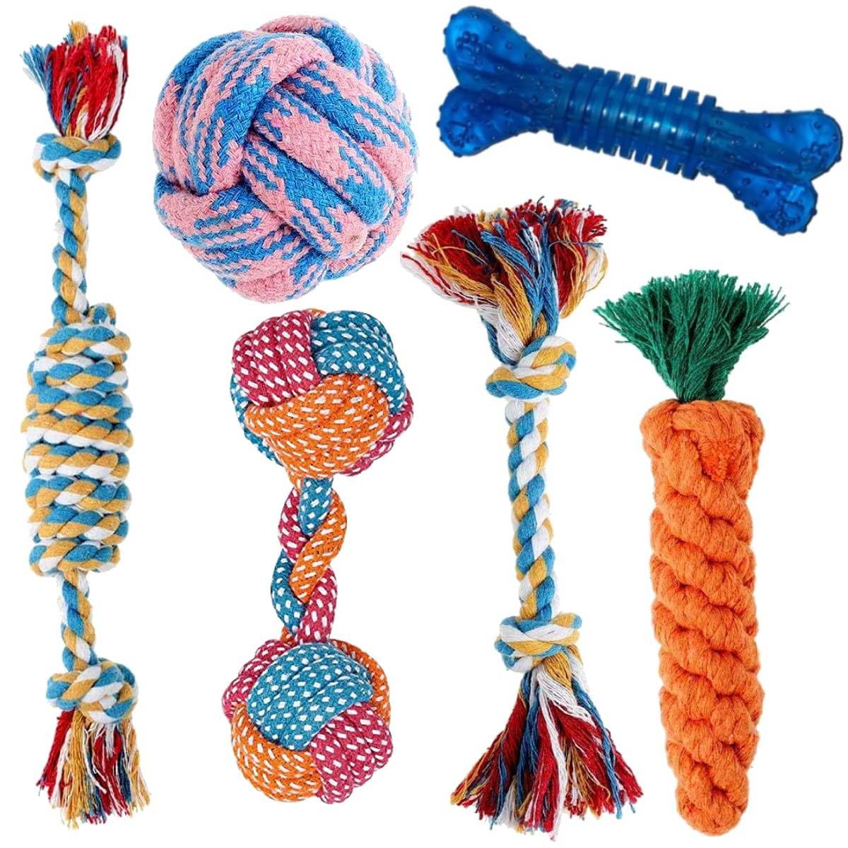 Youhavedeal Dog Rope Toy For Puppy Teething, 6 Pack Indestructible Dog Toys For Puppy Chewers, Interactive Tug Of War Toys For P