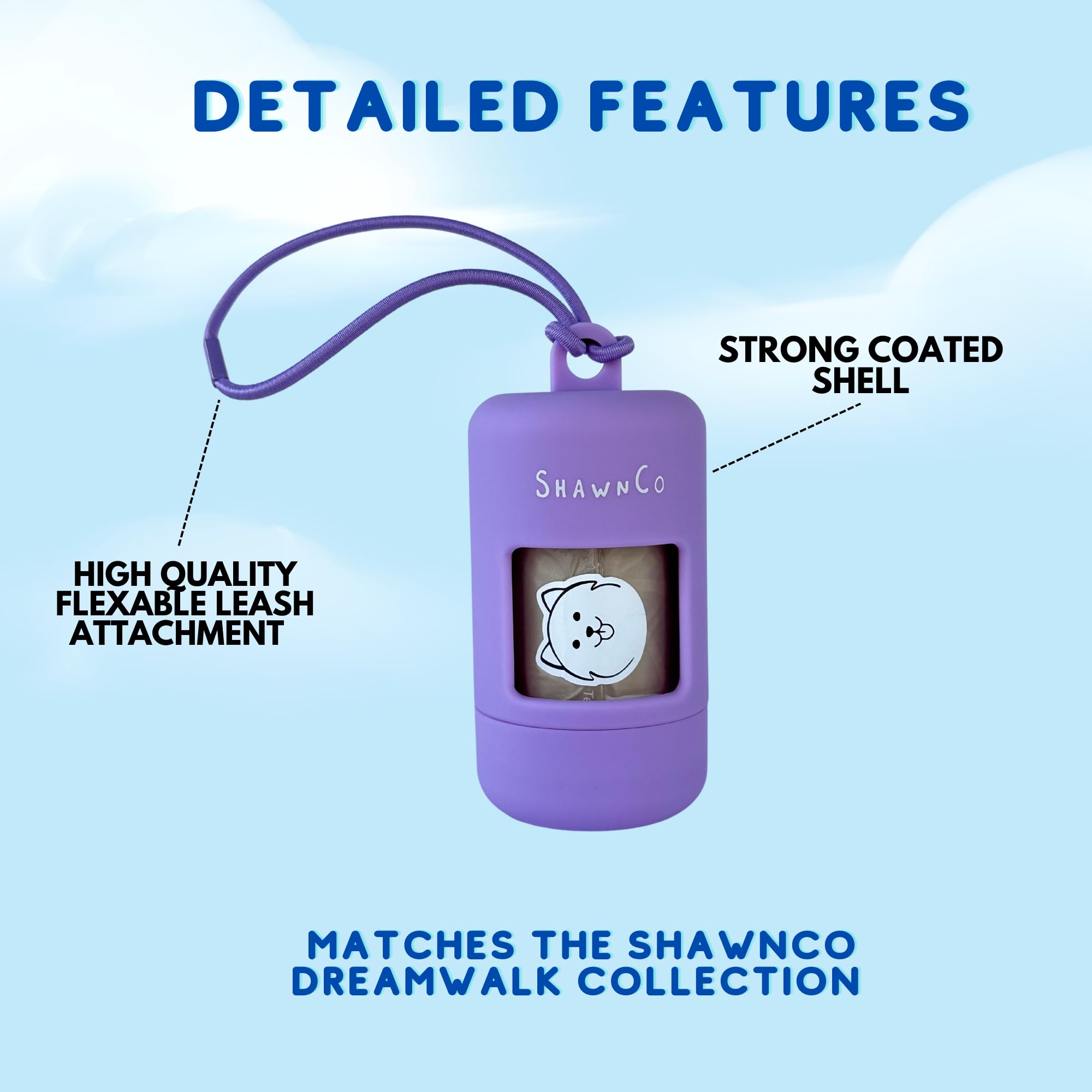 Shawnco Dream Bag'S Holder- Dog Poop Bag Holder With 1 Roll Of 15 Bags, Premium, Durable And Leakproof Bags (Pacific Blue)