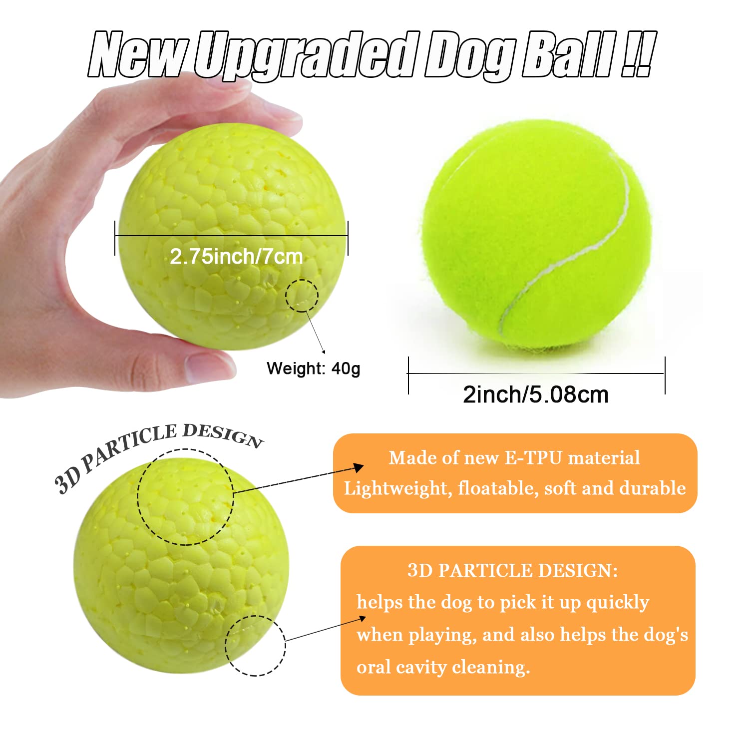 DLDER Dog Balls Toys for Aggressive Chewers,Fetch Balls for Large Dogs Indestructible,Durable Floating Lightweight Bouncy Balls