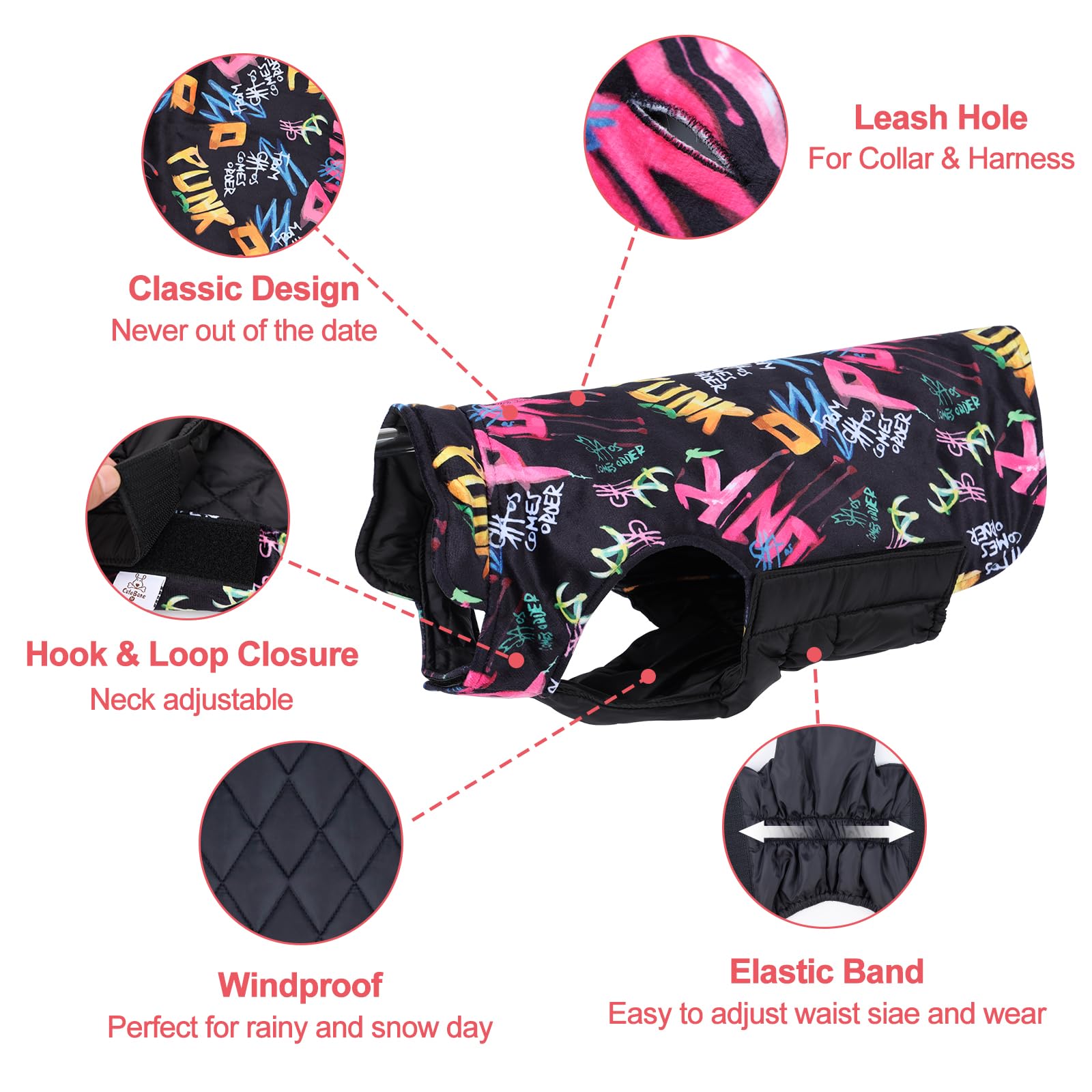 Gmf31S Winter Dog Jacket - Reversible, Windproof & Waterproof, Thick Soft Coat With Leash Hole For Small, Medium & Large Dogs