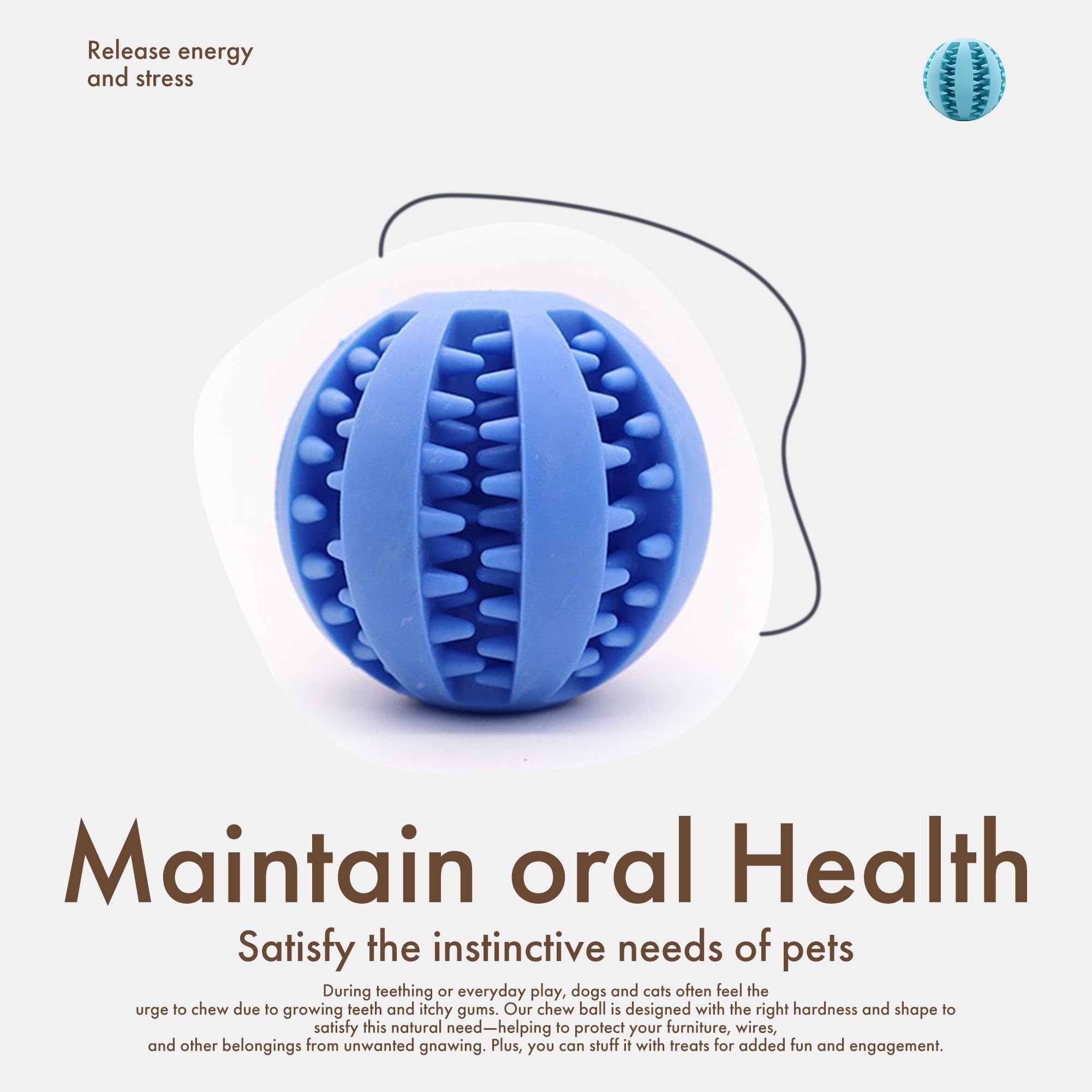 Miras Pocket Engaging Treat-Dispensing Chew Ball for Dogs - Natural Rubber Puzzle Toy for Teething, Boredom & Dental Health (Sk