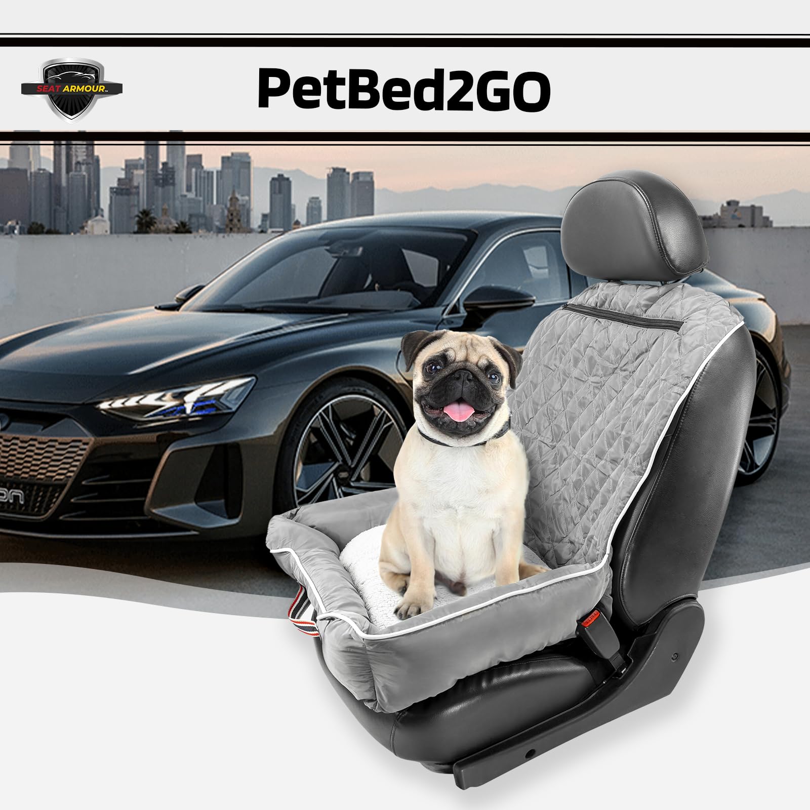 Comfort Grey Pet Bed and Car Seat
