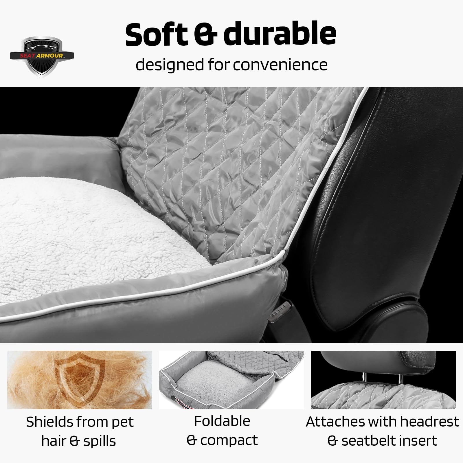 Comfort Grey Pet Bed and Car Seat