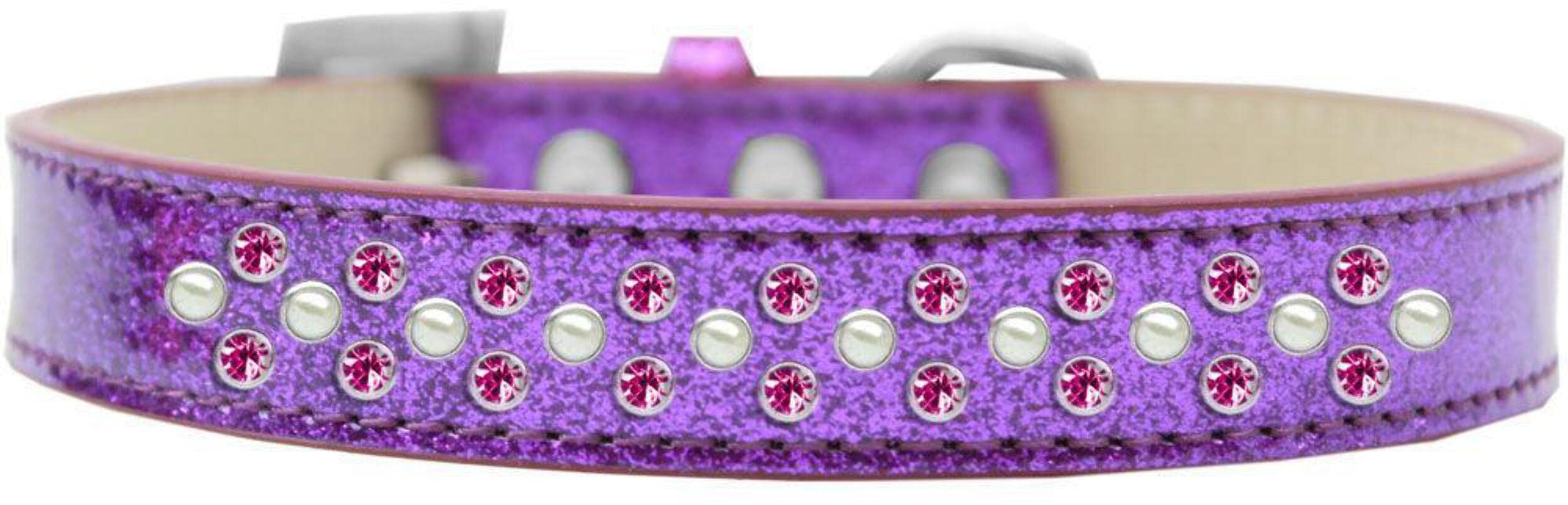 Mirage Pet Products Sprinkles Ice Cream Dog Collar with Pearl and Bright Pink Crystals, Size 18, Red