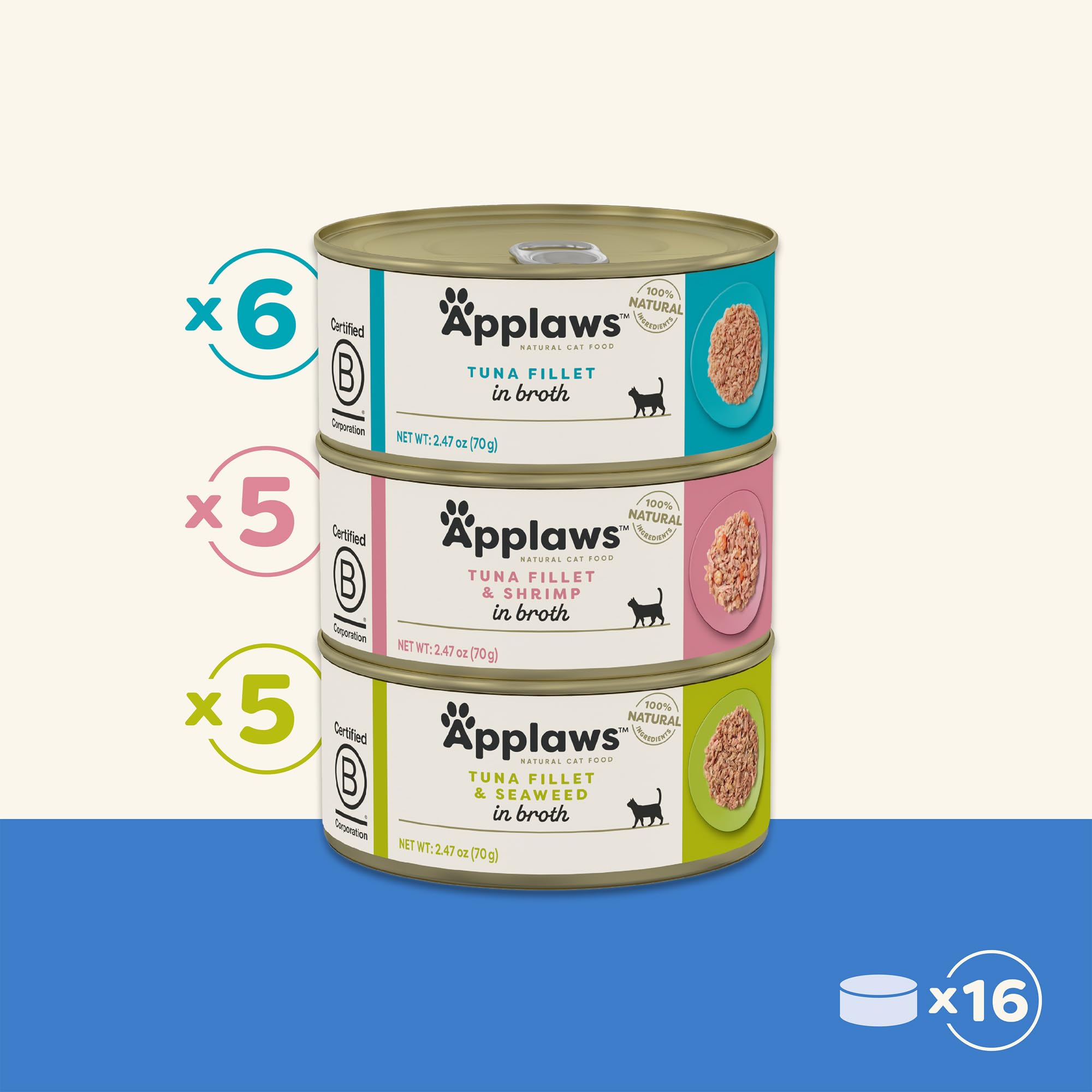 Applaws Natural Wet Canned Cat Food, Made with Limited and Natural Ingredients, Real Protein with No Artificial Additives, Fish