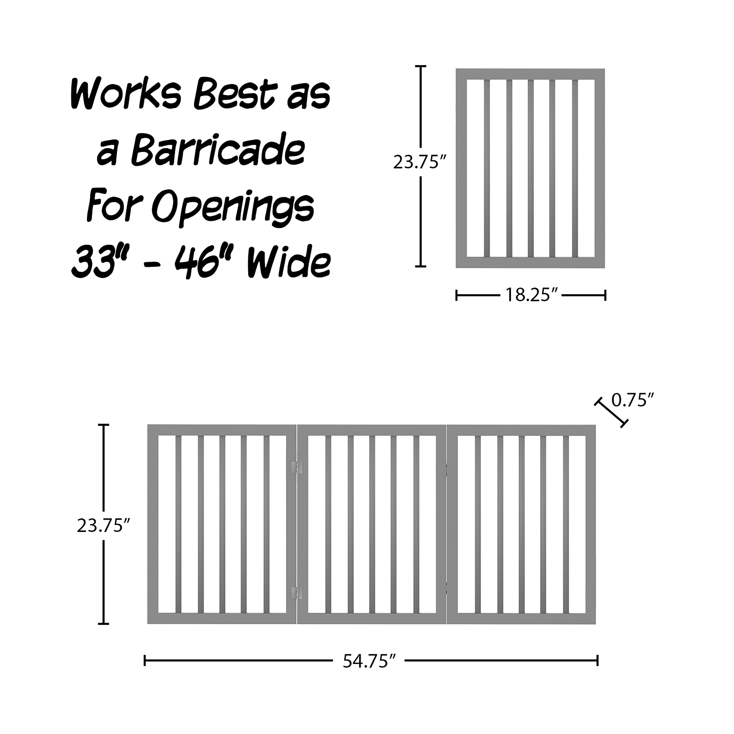 Petmaker Indoor Pet Gate - 3-Panel Folding Dog Gate For Stairs Or Doorways - 54X24-Inch Freestanding Pet Fence For Cats And Dogs