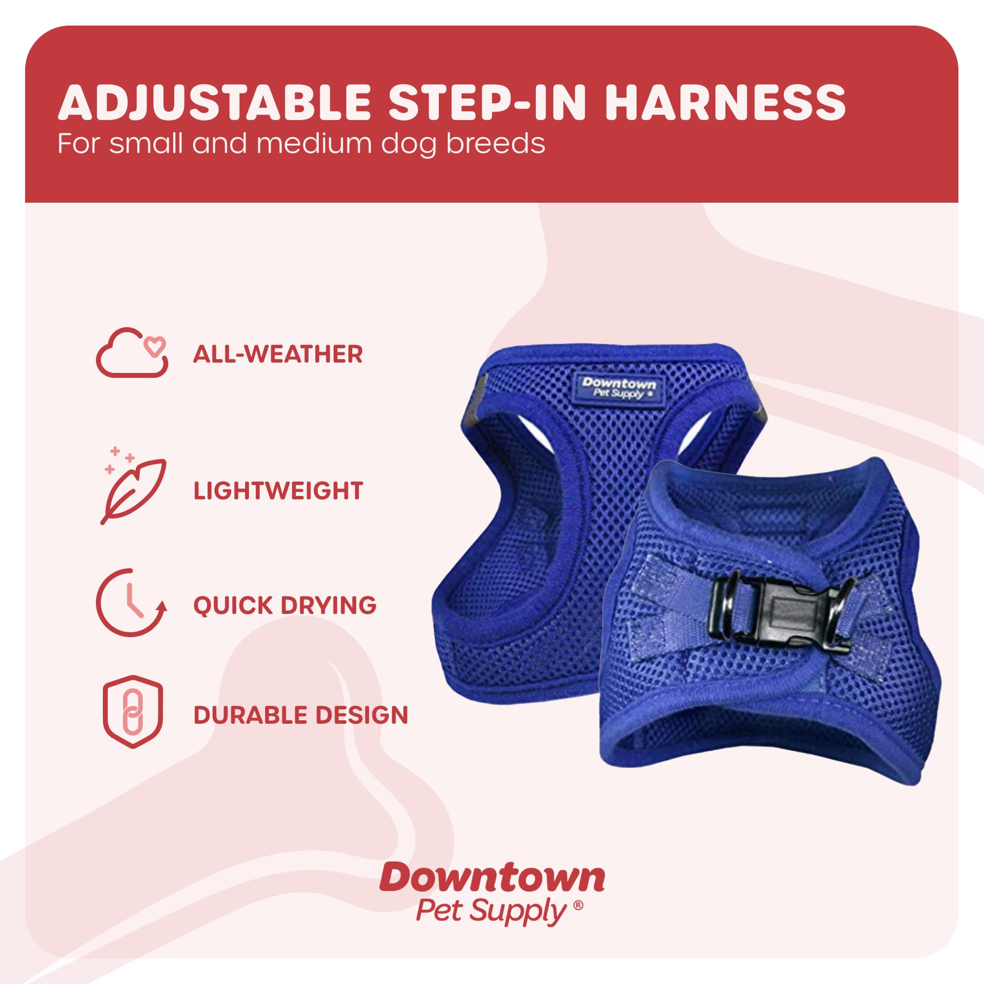 Downtown Pet Supply Step In Dog Harness For Small Dogs No Pull, X-Small, Blue - Adjustable Harness With Padded Mesh Fabric And R
