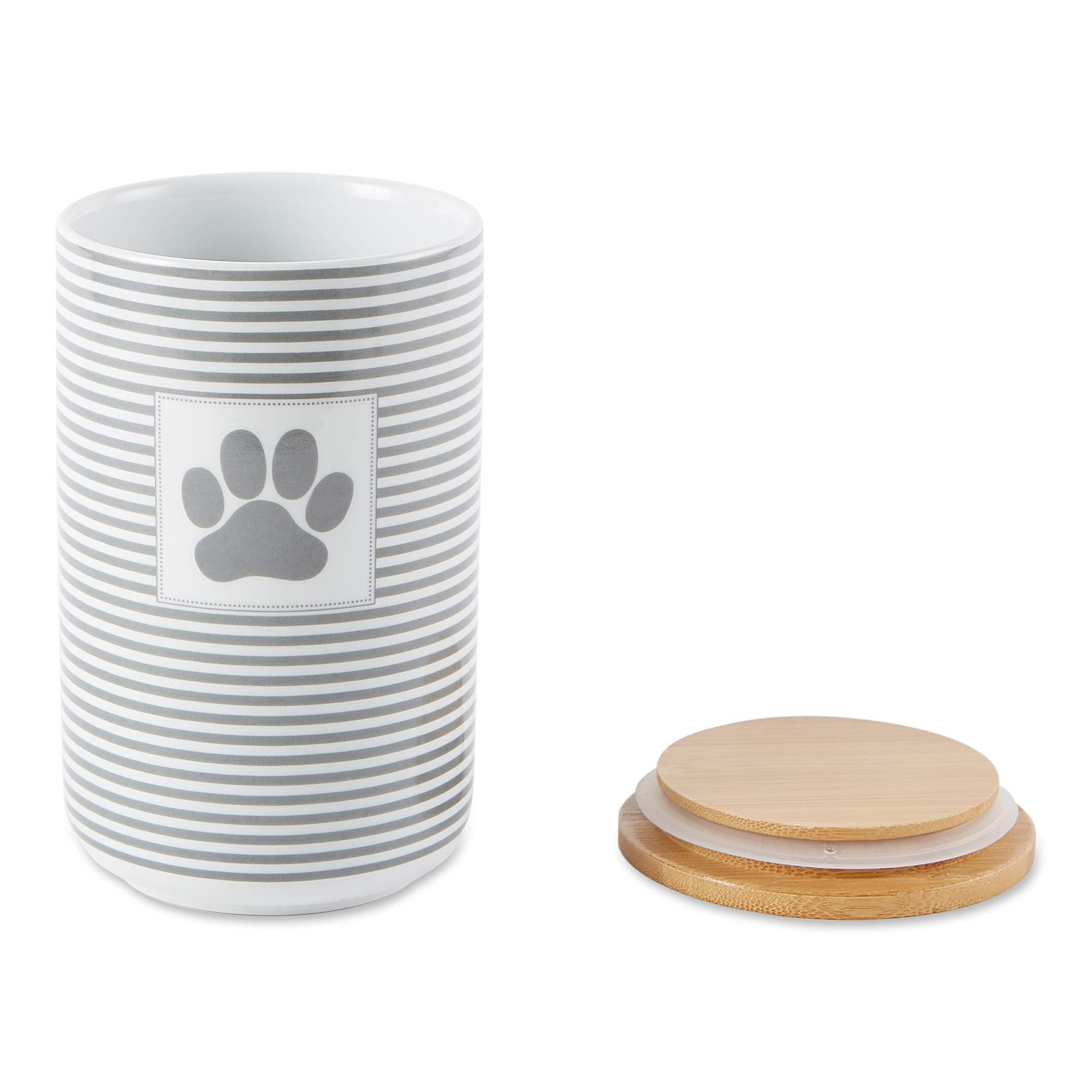 Bone Dry Paw & Patch Ceramic Pet Collection, Treat Canister, 4x6.5, Gray