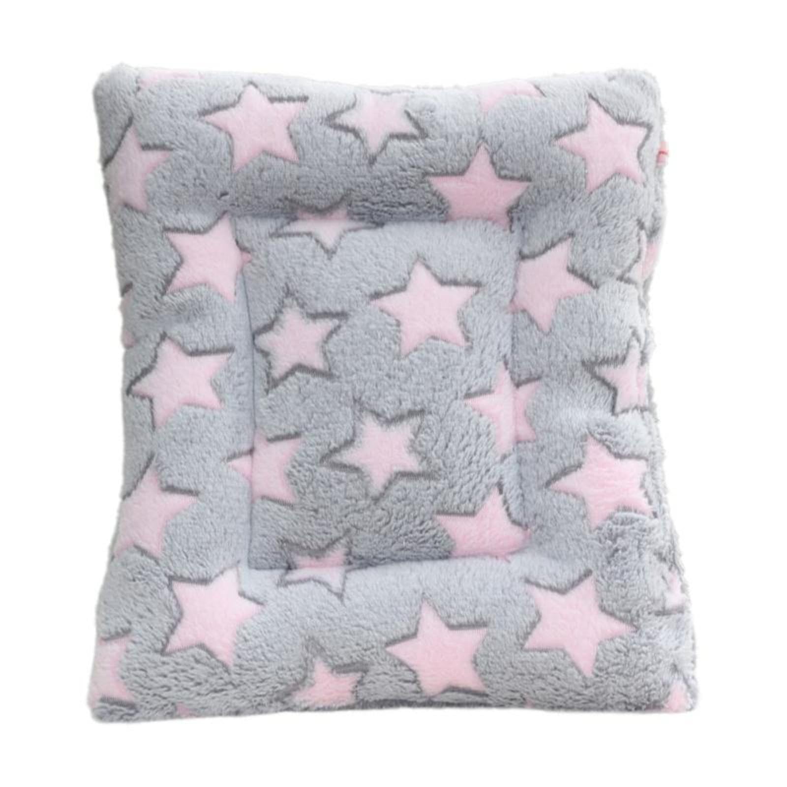 HEAVENGLOW Dog Bed Mat Plush Warm Fleece NonSlip Easy to Clean Winter Pet Blanket Gray Star 88 * 73cm