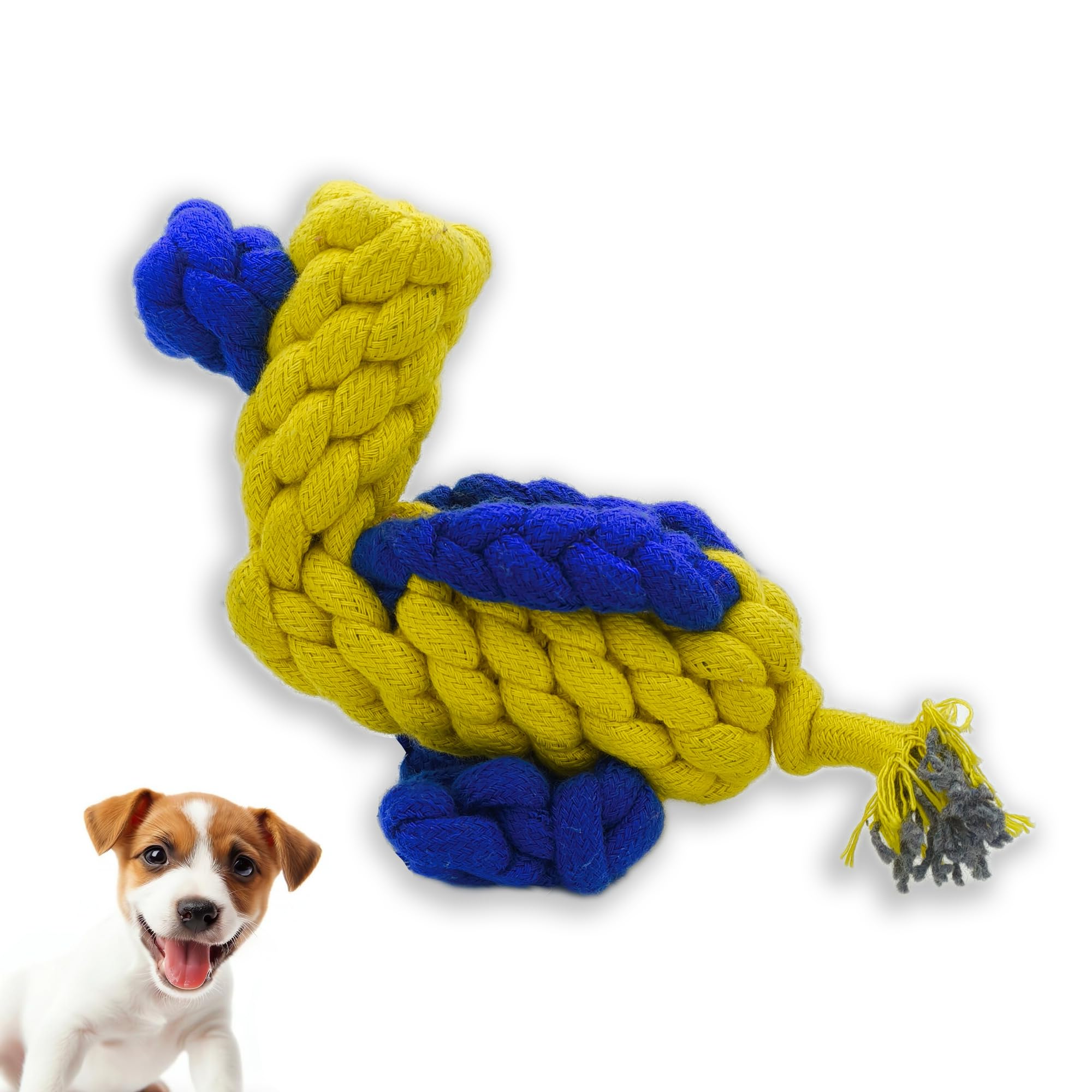 Tailtec Duck Shaped Pet Dog Puppy Chew Toy  Fine Cotton Rope For Safe Chewing, Teething Relief, And Interactive Play. Durable D